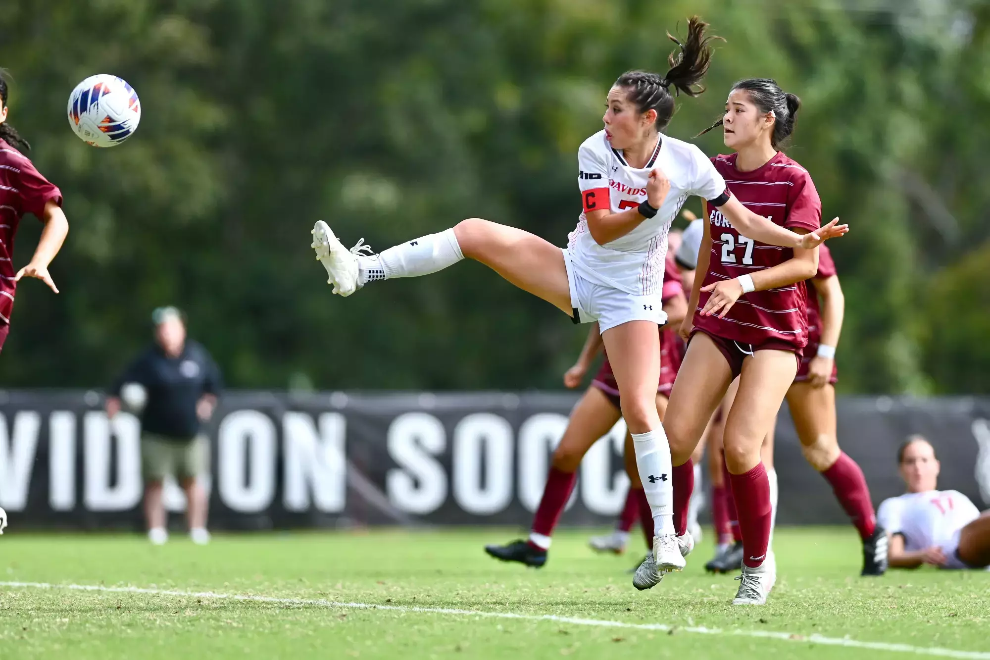 Davidson takes on Fordham in A-10 women&#39;s soccer action at Alumni Soccer Stadium on Sunday, October 05, 2025 in Davidson, North Carolina. Credit - Tim Cowie/DavidsonPhotos.com @tjcowie