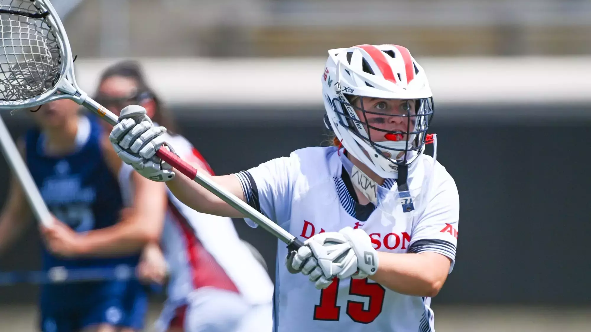 Davidson takes on George Washington in A-10 women&#39;s lacrosse action at the Davidson College Stadium on Saturday, April 19, 2025 in Davidson, North Carolina. Credit - Tim Cowie/DavidsonPhotos.com