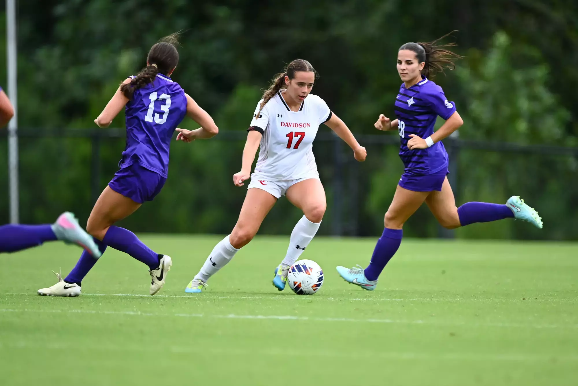 Davidson takes on Furman in non-conference women&#39;s soccer action at Alumni Soccer Stadium on Sunday, September 07, 2025 in Davidson, North Carolina. Credit - Tim Cowie/DavidsonPhotos.com @tjcowie