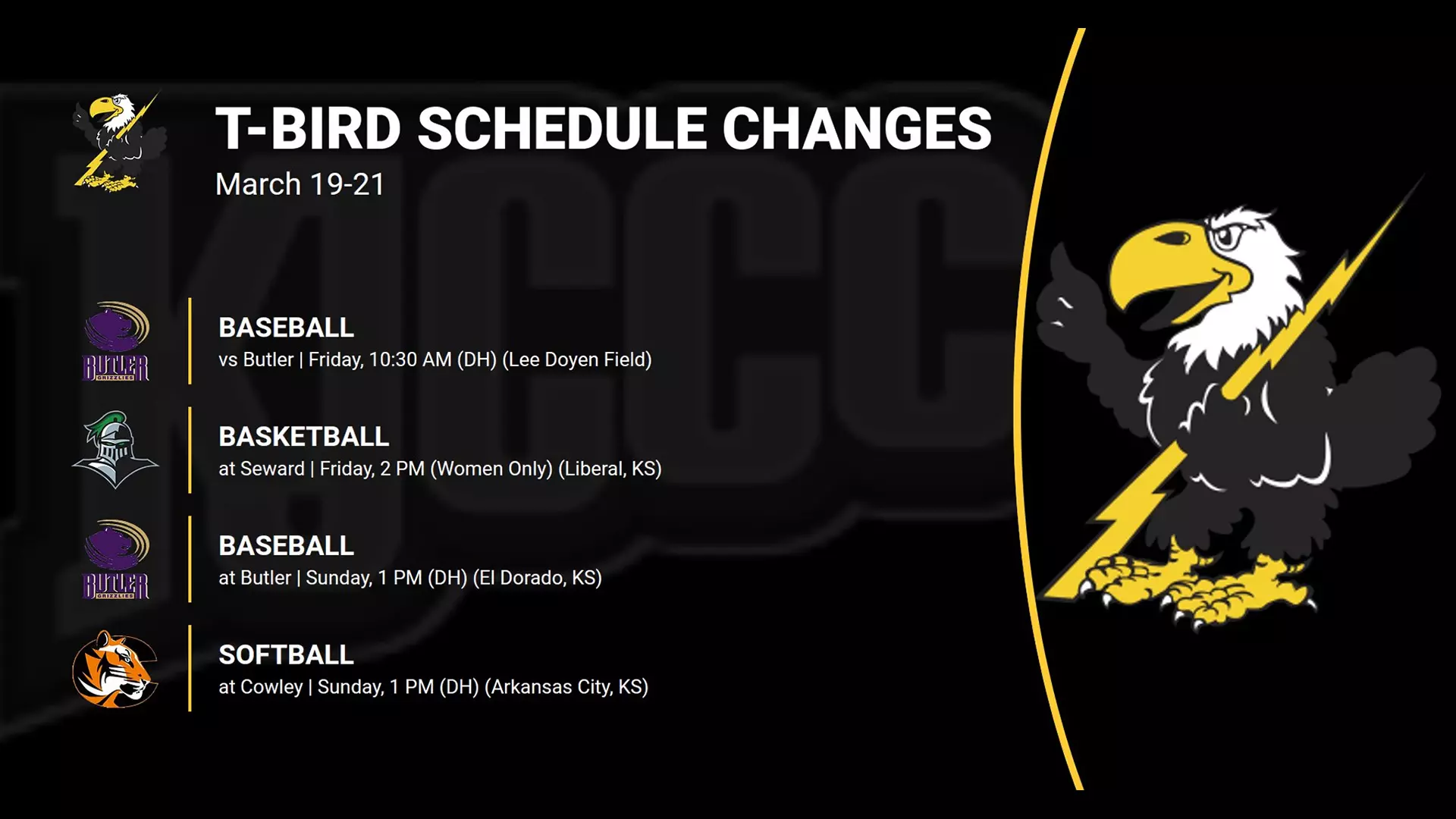 Schedule Changes 3/19/21 - 3/21/21