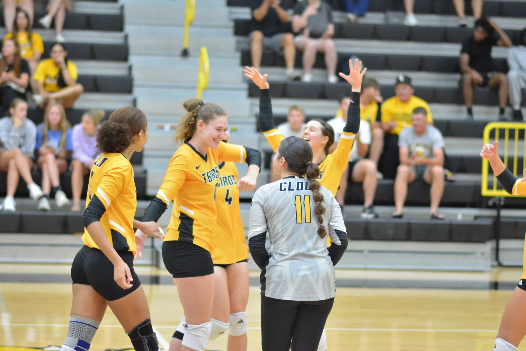 Cloud County Volleyball Team Celebrates Point vs Barton - 2025