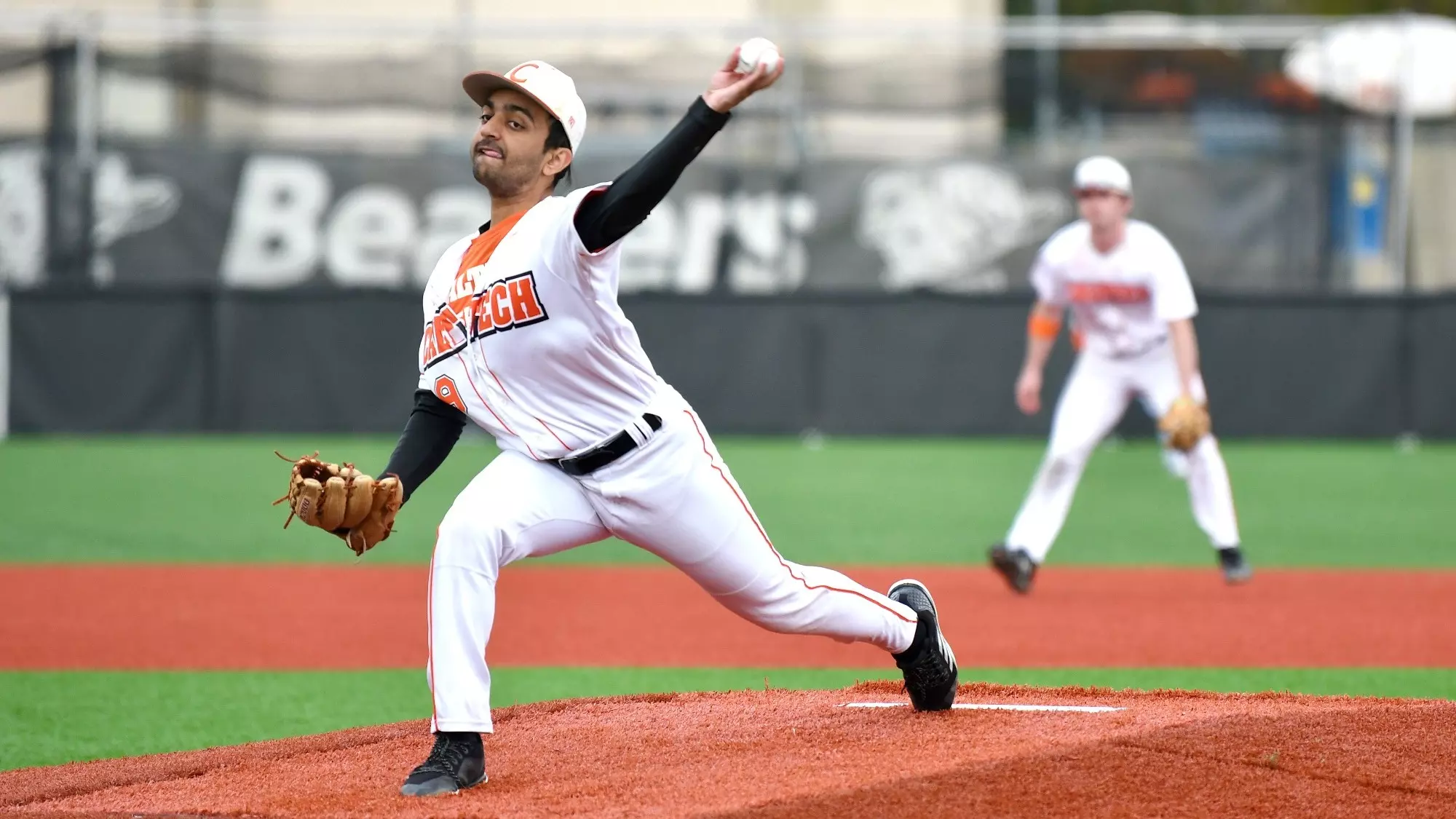 Arya Mevada pitching against University of Puget Sound