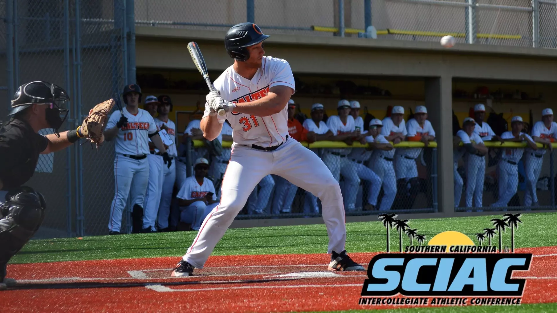 Will Dembski at bat, SCIAC logo