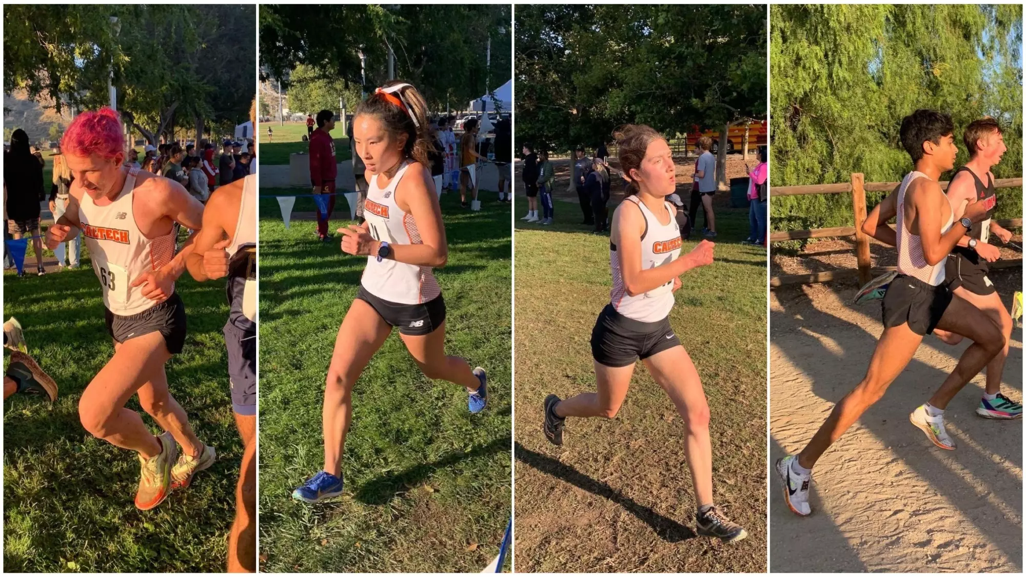 collage of Caltech Cross Country athletes at The Master's Invitational 2023