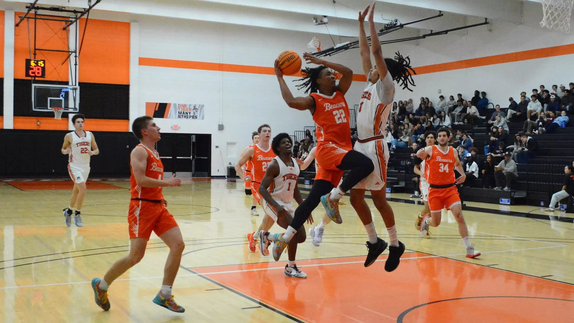 Chase Williams attempts a floating layup