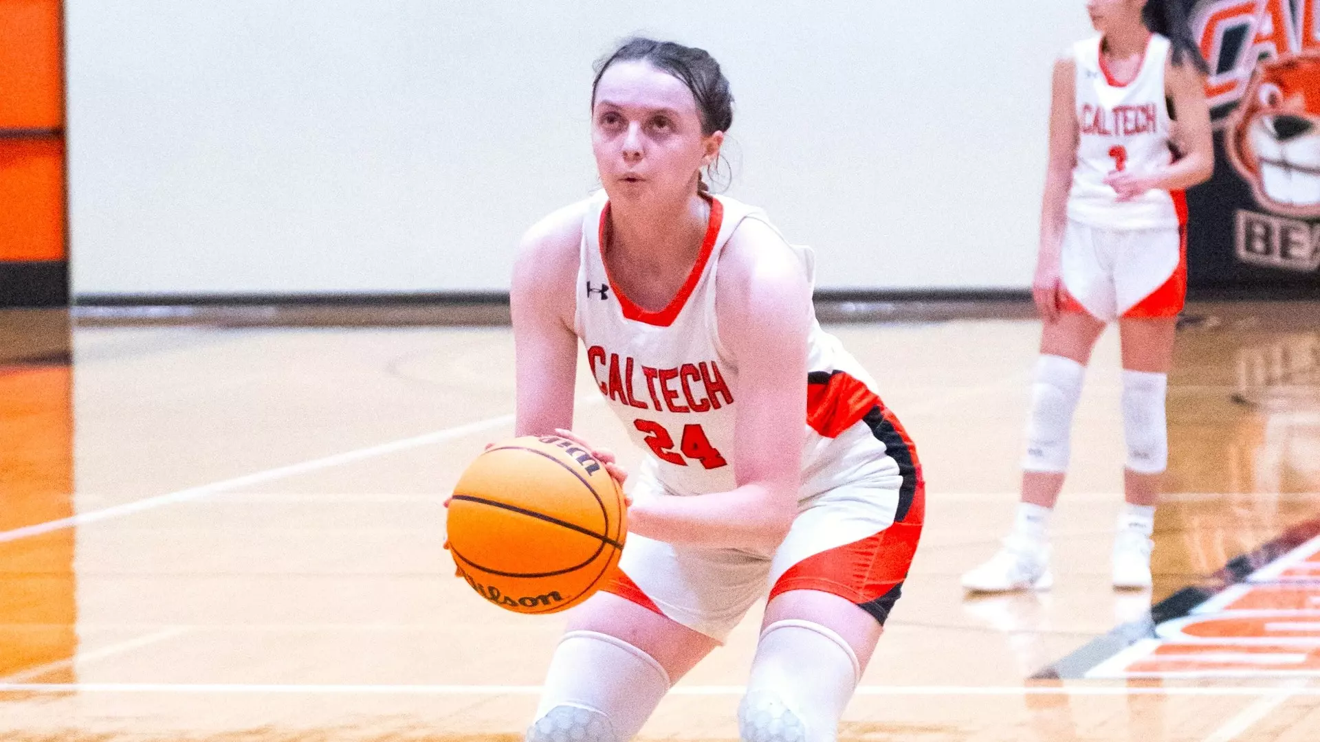 Kathryn Edwards of Caltech Women's Basketball shoots a free throw during a 2024-25 home game