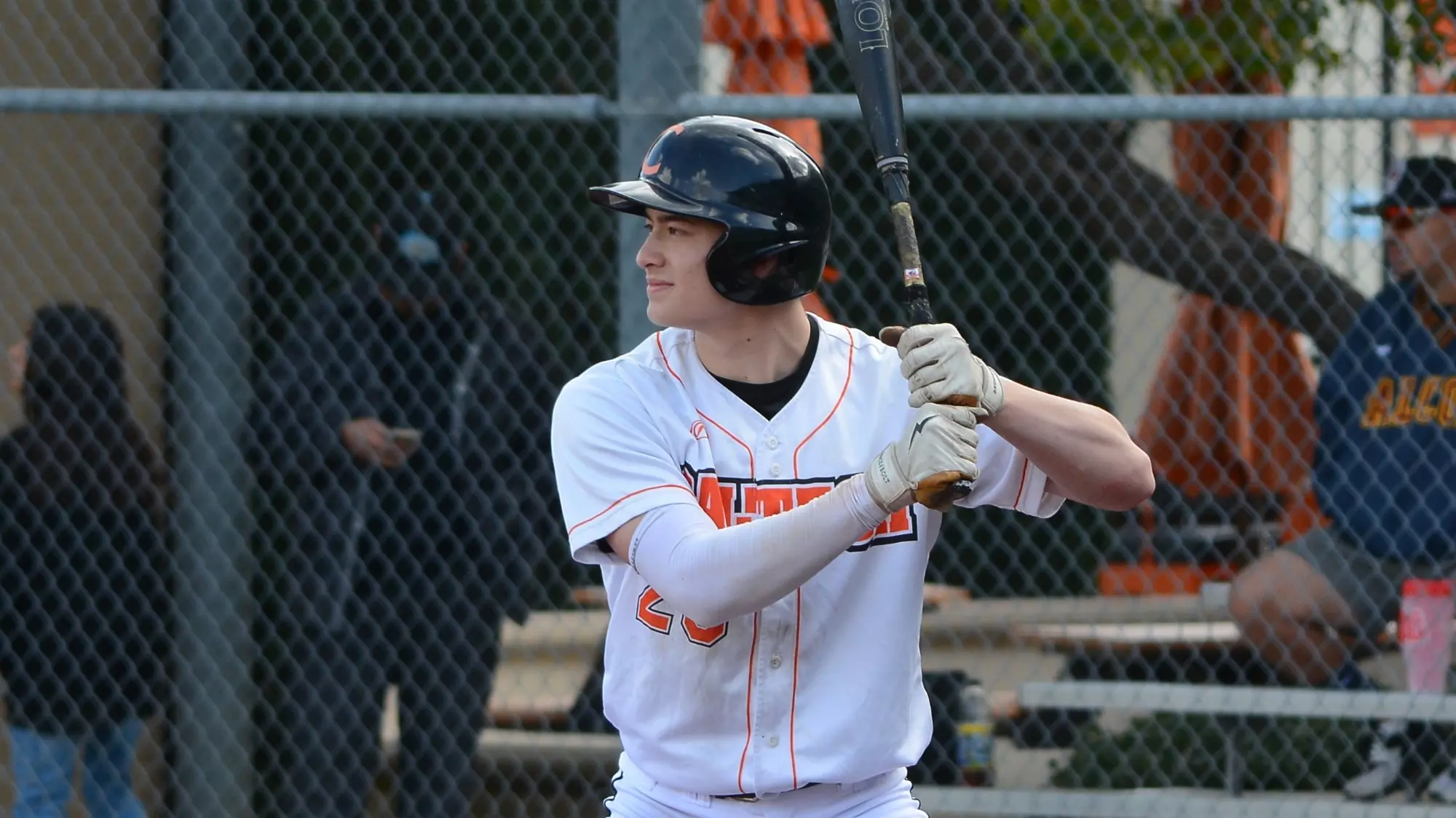 Kailen Hargenrader waiting for a pitch in the left-handed batter's box