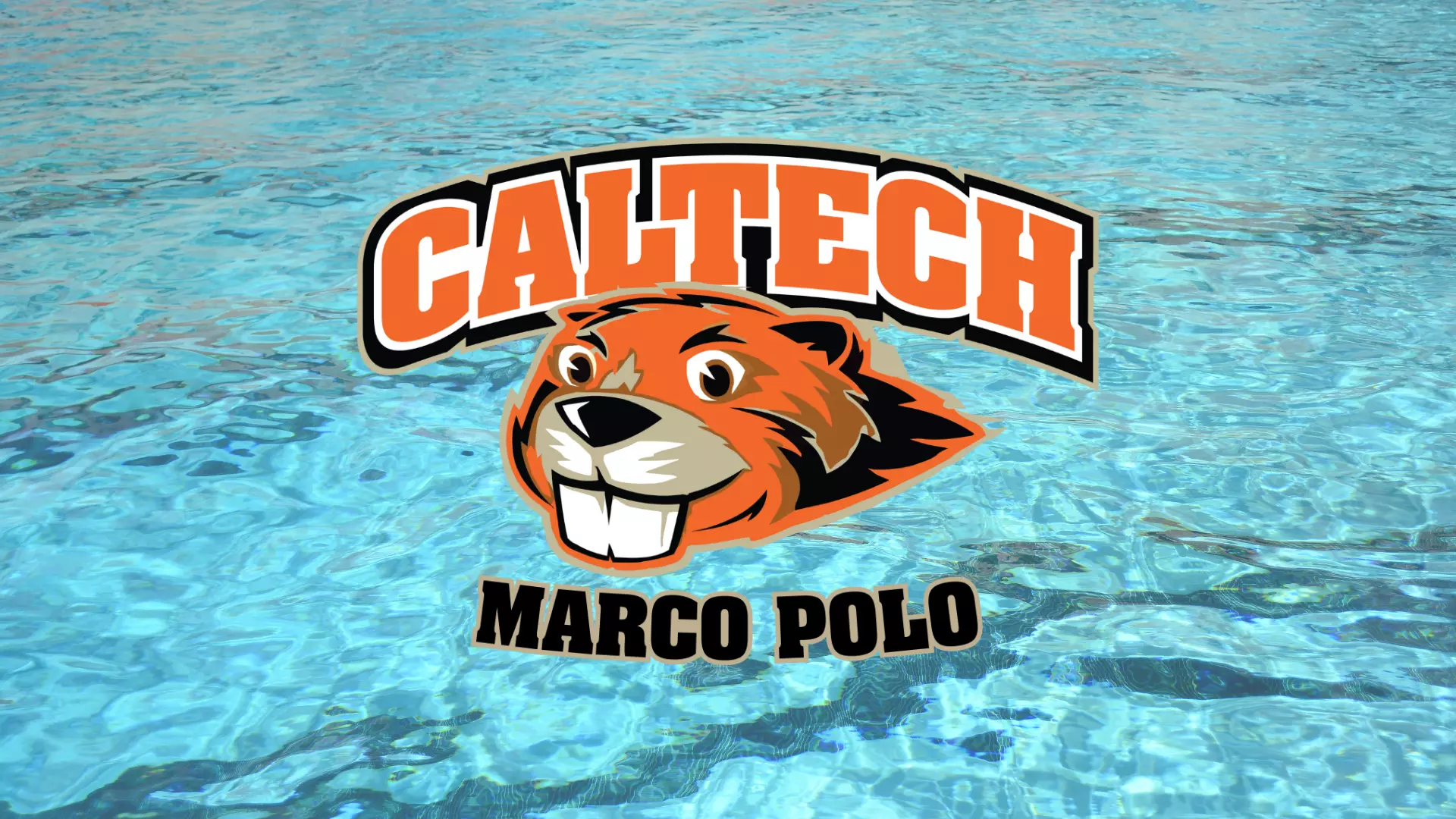 Caltech Marco Polo (Caltech beaver logo above background of swimming pool water)