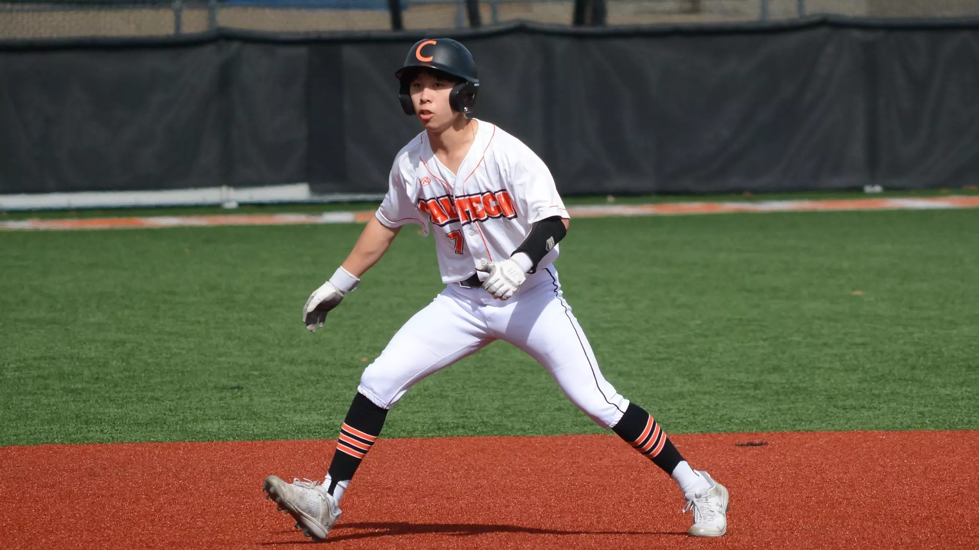 Austin Wang leads off before running to third base