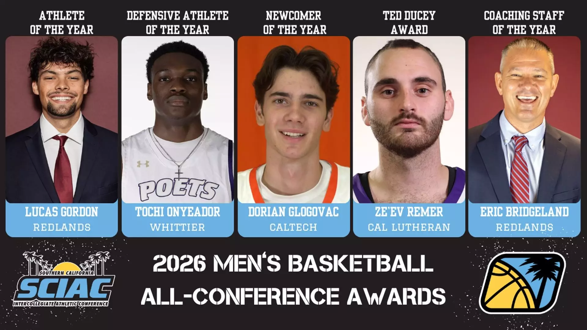 SCIAC Men's Basketball 2025-26 All-Conference winners