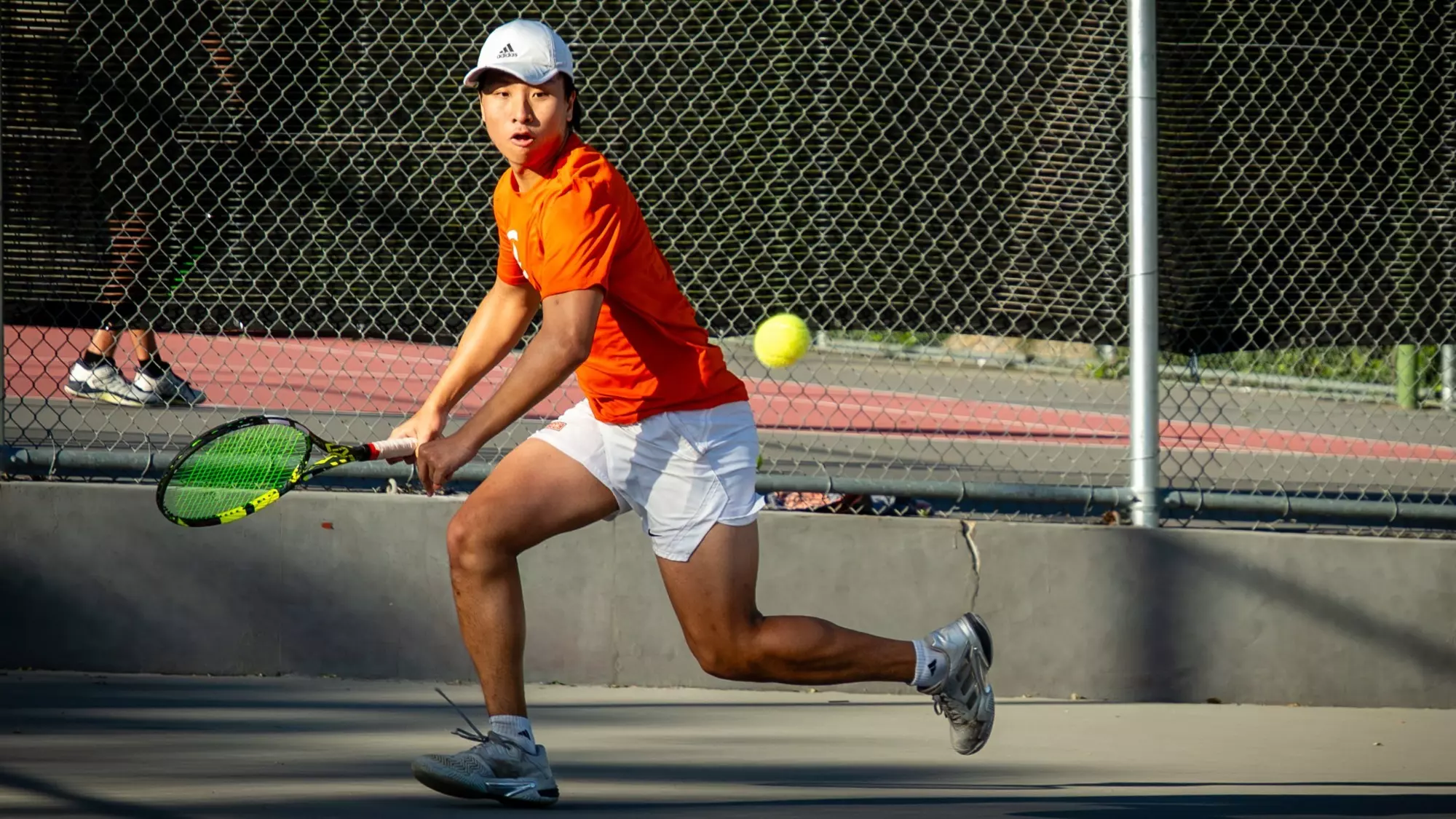 Eric He sets up for a forehand shot