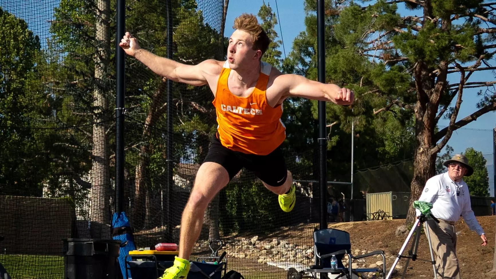 Luke Lamitina follows through after throwing the javelin