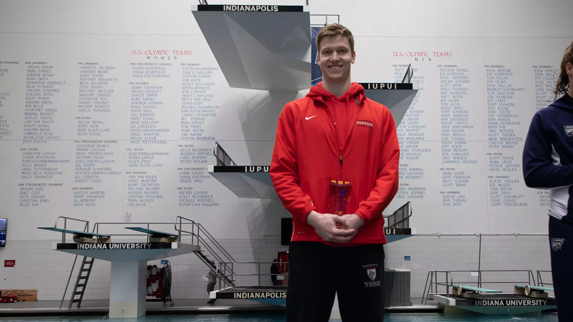 Carnegie Mellon senior swimmer Justin Britton received the NCAA Elite 90 Award at the 2022 Division III Swimming and Diving Championships 