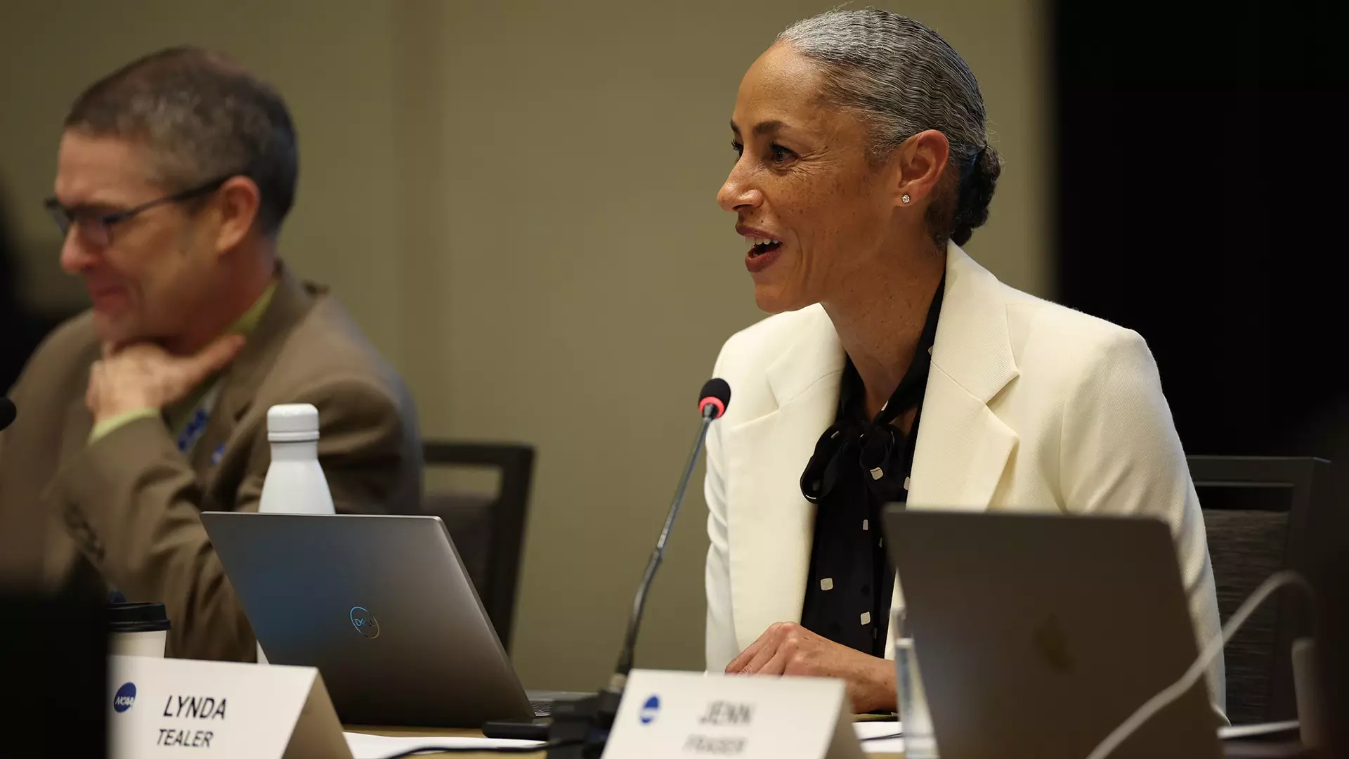 Lynda Tealer, executive associate athletics director at Florida and chair of the Division I Council, addresses her colleagues during a meeting Wednesday at the NCAA Convention in San Antonio, Texas.