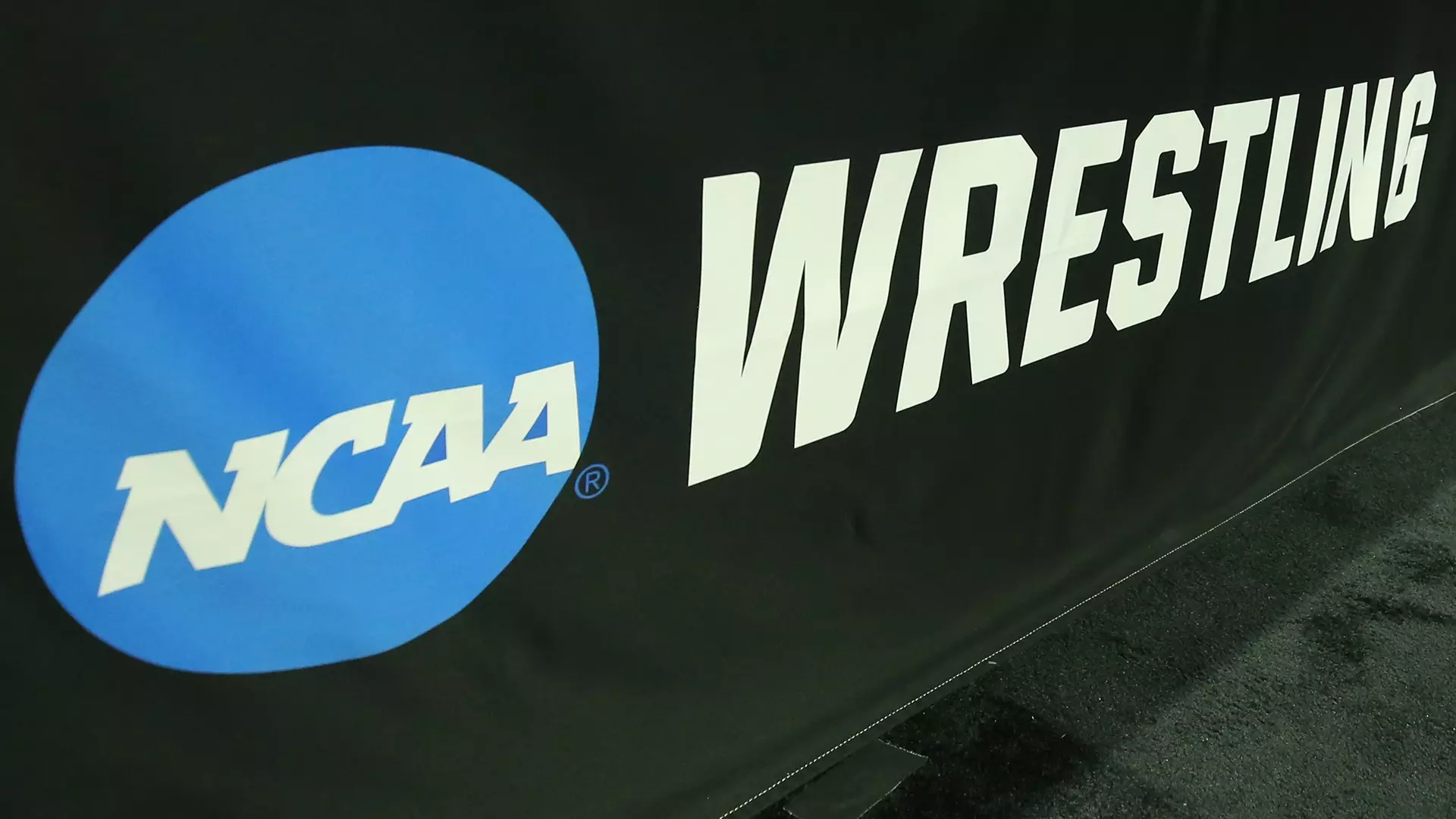 This is a photo of the NCAA Wrestling mark at the NCAA Wrestling Championships.