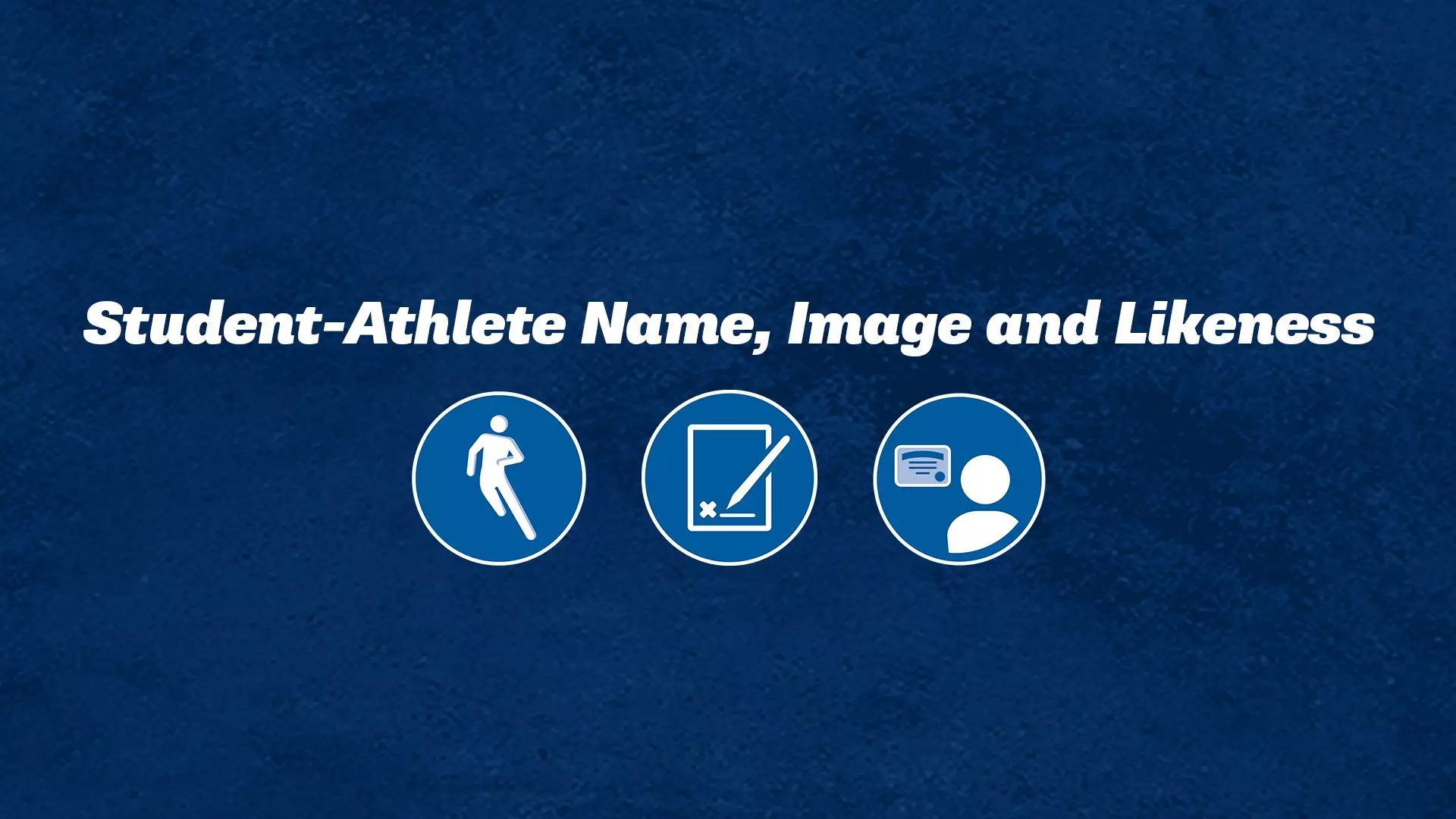 This is a Student-Athlete Name, Image and Likeness graphic that depicts icons for competition, contracts and agent certification.