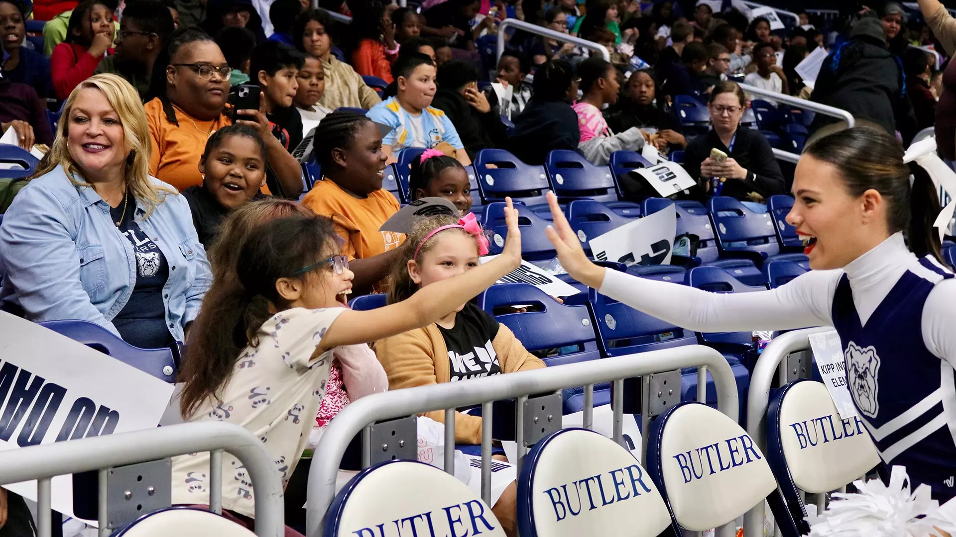 Indianapolis area school children enjoyed interacting with Butler student-athletes, mascots and spirit teams at the NCAA Readers Become Leaders pep rally and women’s basketball game.
