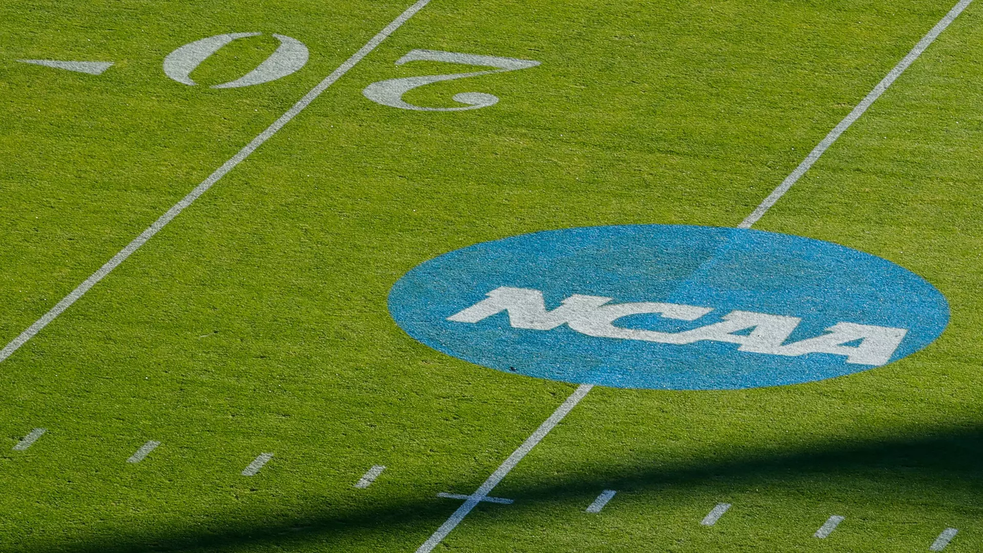 FRISCO, TEXAS - JANUARY 7: An NCAA logo is seen on the field before the game between the South Dakota State Jackrabbits and the Montana Grizzlies during the Division I FCS Football Championship held at Toyota Stadium on January 7, 2024 in Frisco, Texas. (Photo by C. Morgan Engel/NCAA Photos via Getty Images)