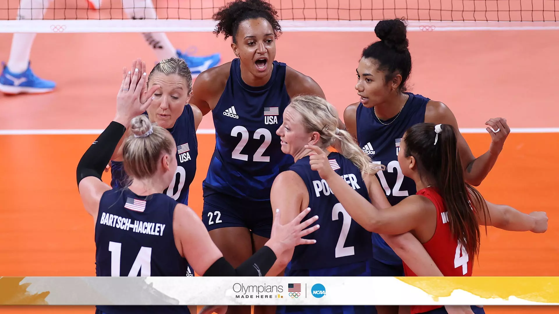 In Tokyo, Poulter (center) was named the best setter of the Tokyo Olympics and helped the U.S. win its first gold medal in women’s indoor volleyball. 