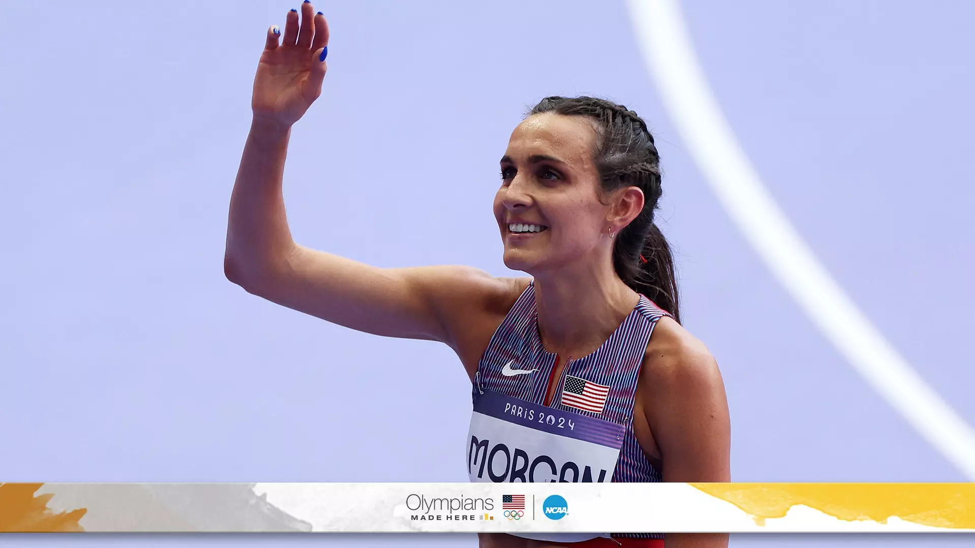Whittni Morgan celebrates her advancement to the Olympic 5,000-meter final in Paris, overcoming a challenging year of recovery and training. (Photo by Steph Chambers / Getty Images)