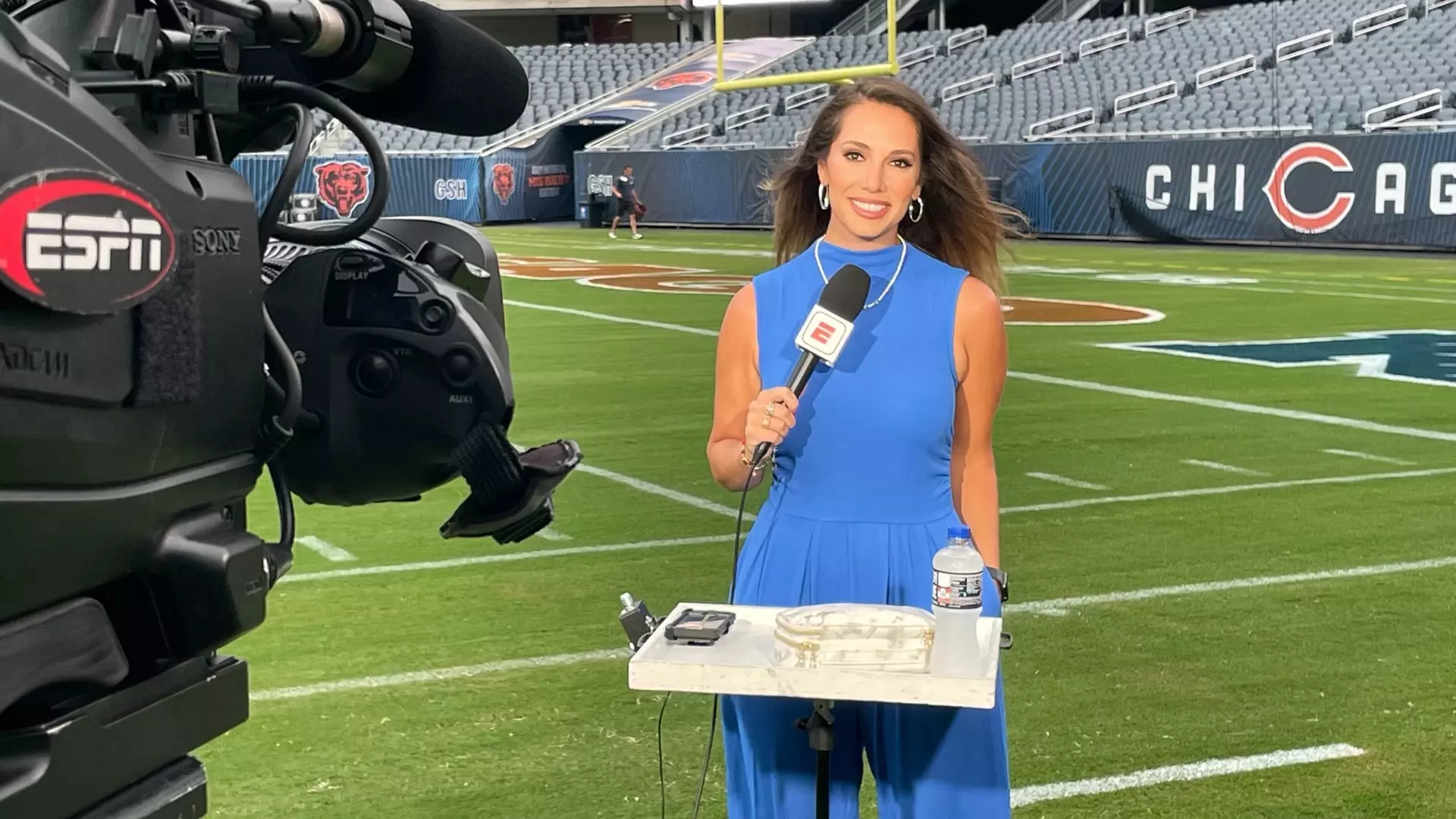 Courtney Cronin, who now covers the Chicago Bears for ESPN, honed her skills as a broadcast journalist while telling student-athlete stories during her NCAA digital communications internship. (Photos courtesy of Courtney Cronin)