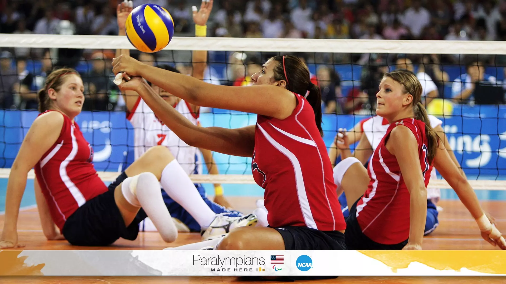 Katie Holloway Bridge, a former basketball standout at California State University, Northridge, is competing in her fifth Paralympic Games for Team USA in sitting volleyball. 