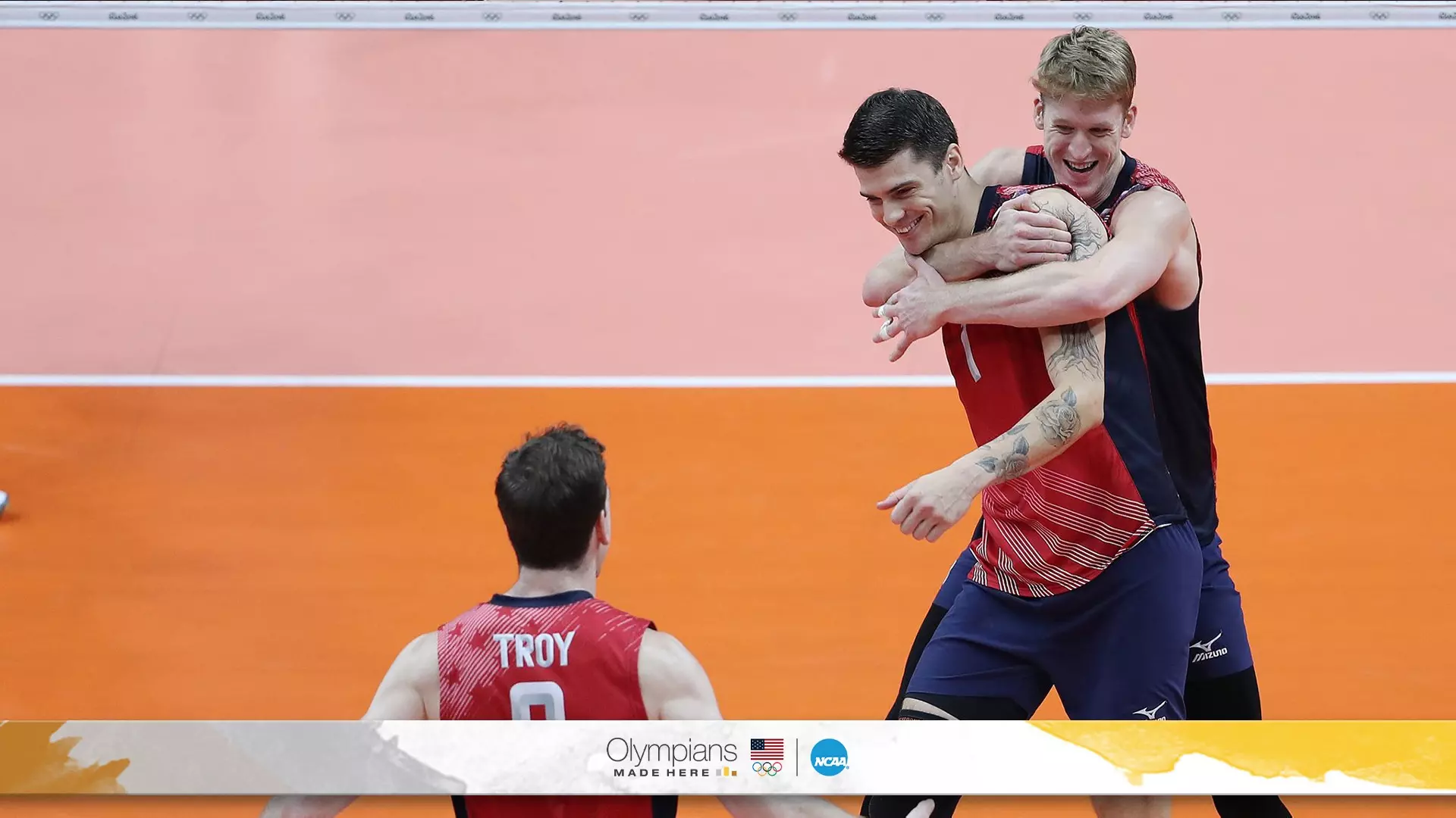 Anderson and Holt hug during a match for Team USA. 