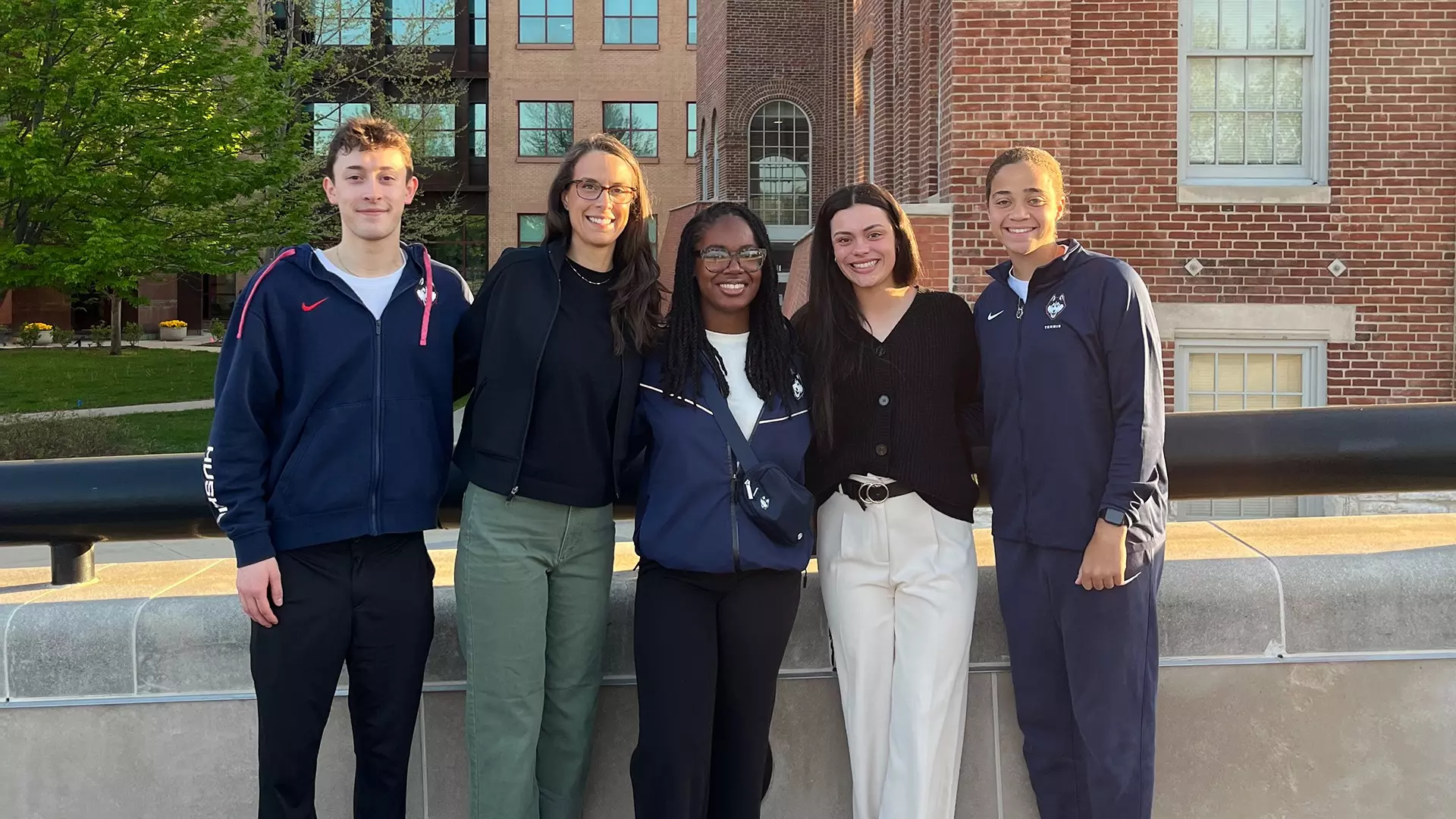 Common Ground: UConn’s five Common Ground participants built out a plan for implementing the teachings on campus. The five are (from left) Adam Gottner, Danielle DeRosa, Shaliya Heard, Lexi Hastings and Cameron Didion. (Photo courtesy of Danielle DeRosa) 