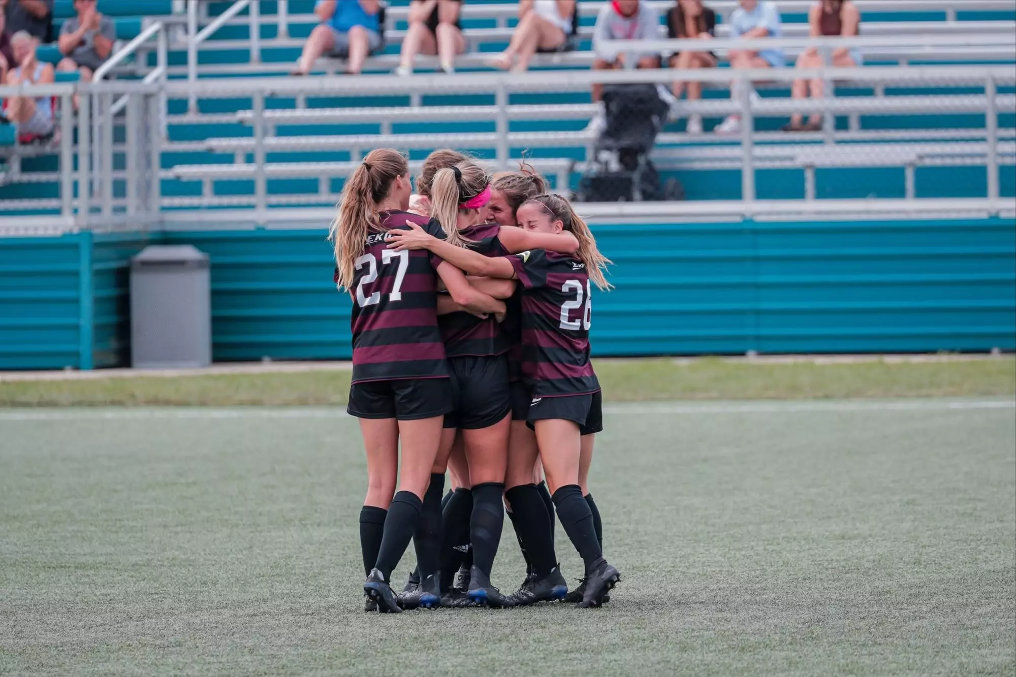 Soccer team celebration (Wright State)