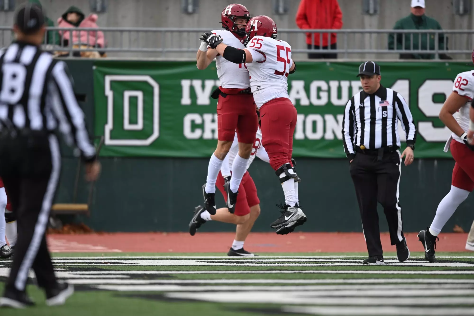 Harvard Football competes at Dartmouth in Hanover, New Hampshire on November 2, 2024.