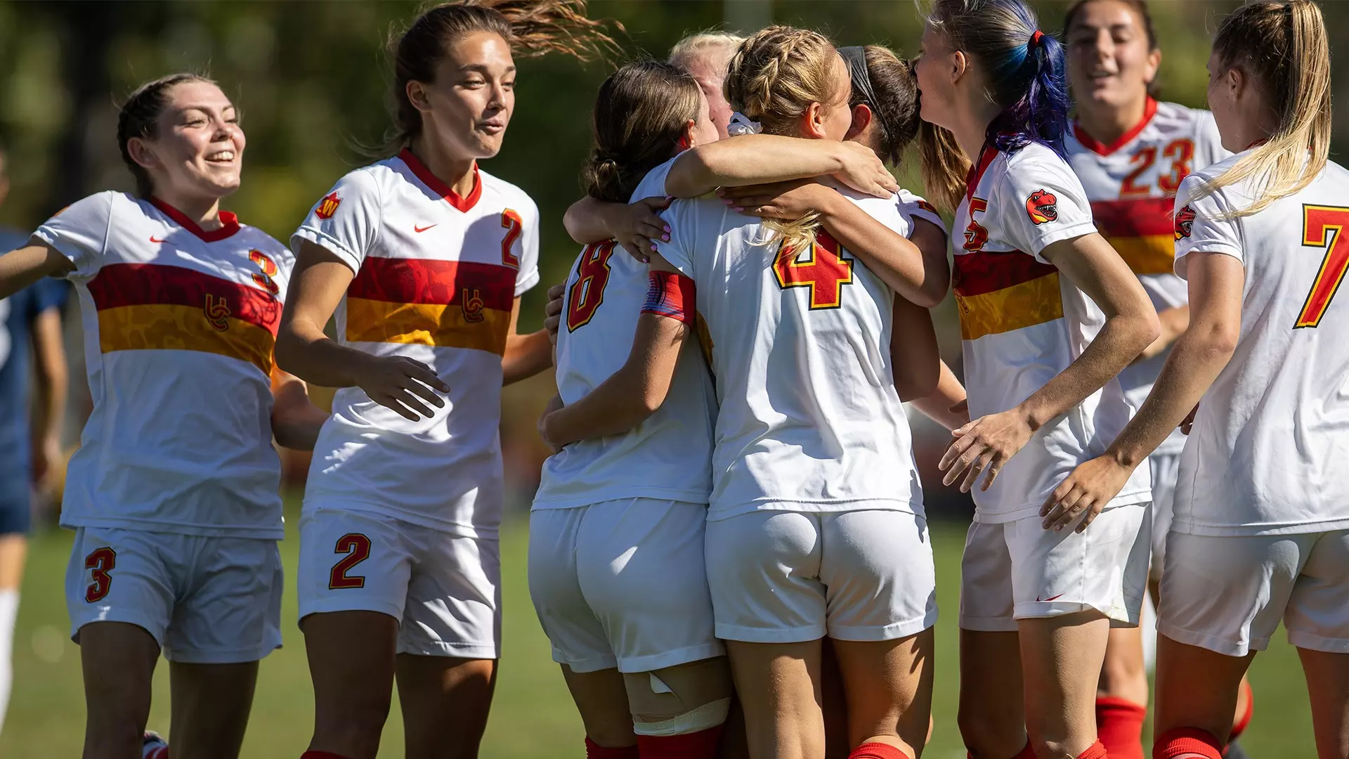 Rachel Barlow, team, celebration, goal