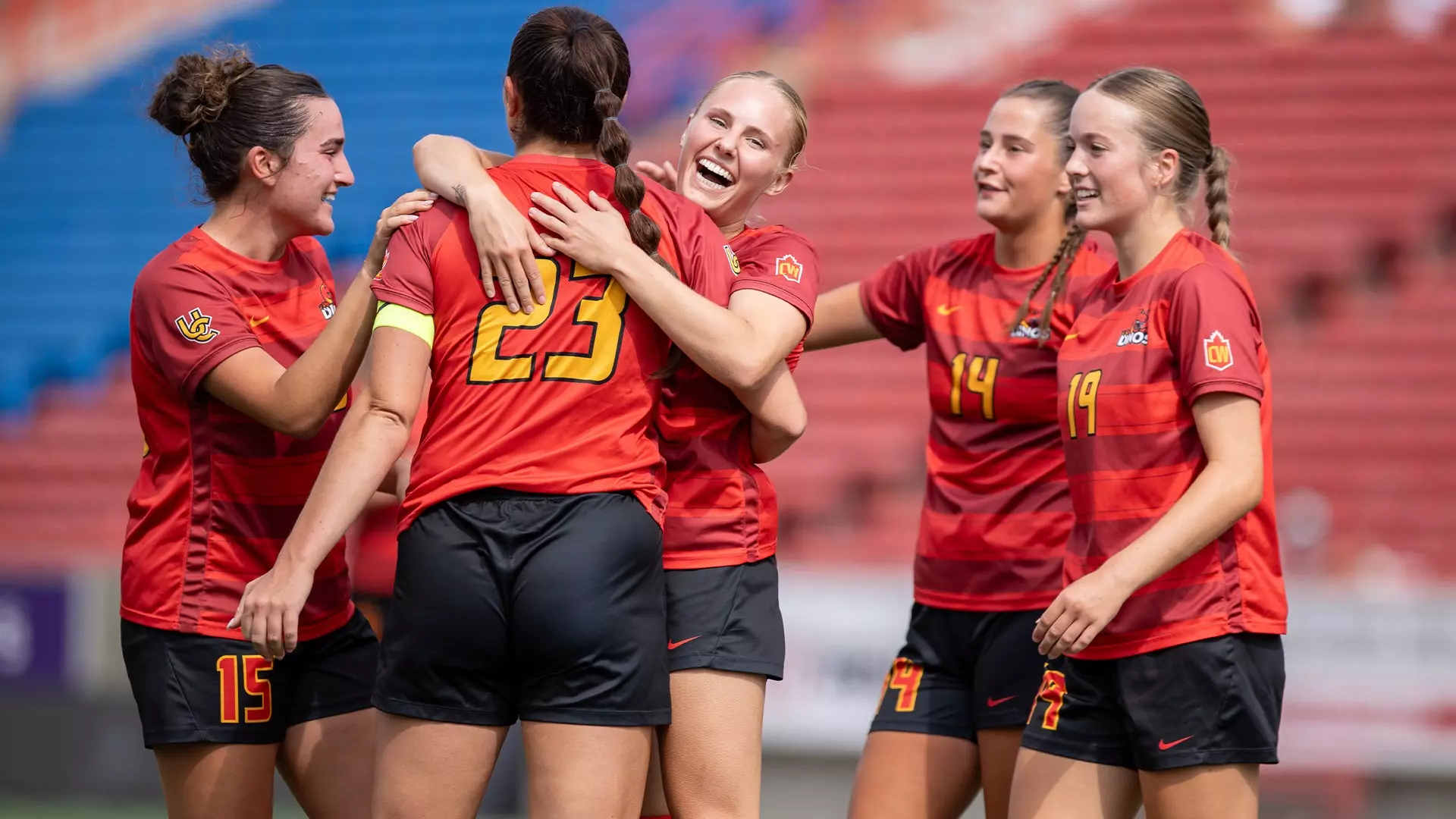 Sarah Donick, team, hug, goal, celebration