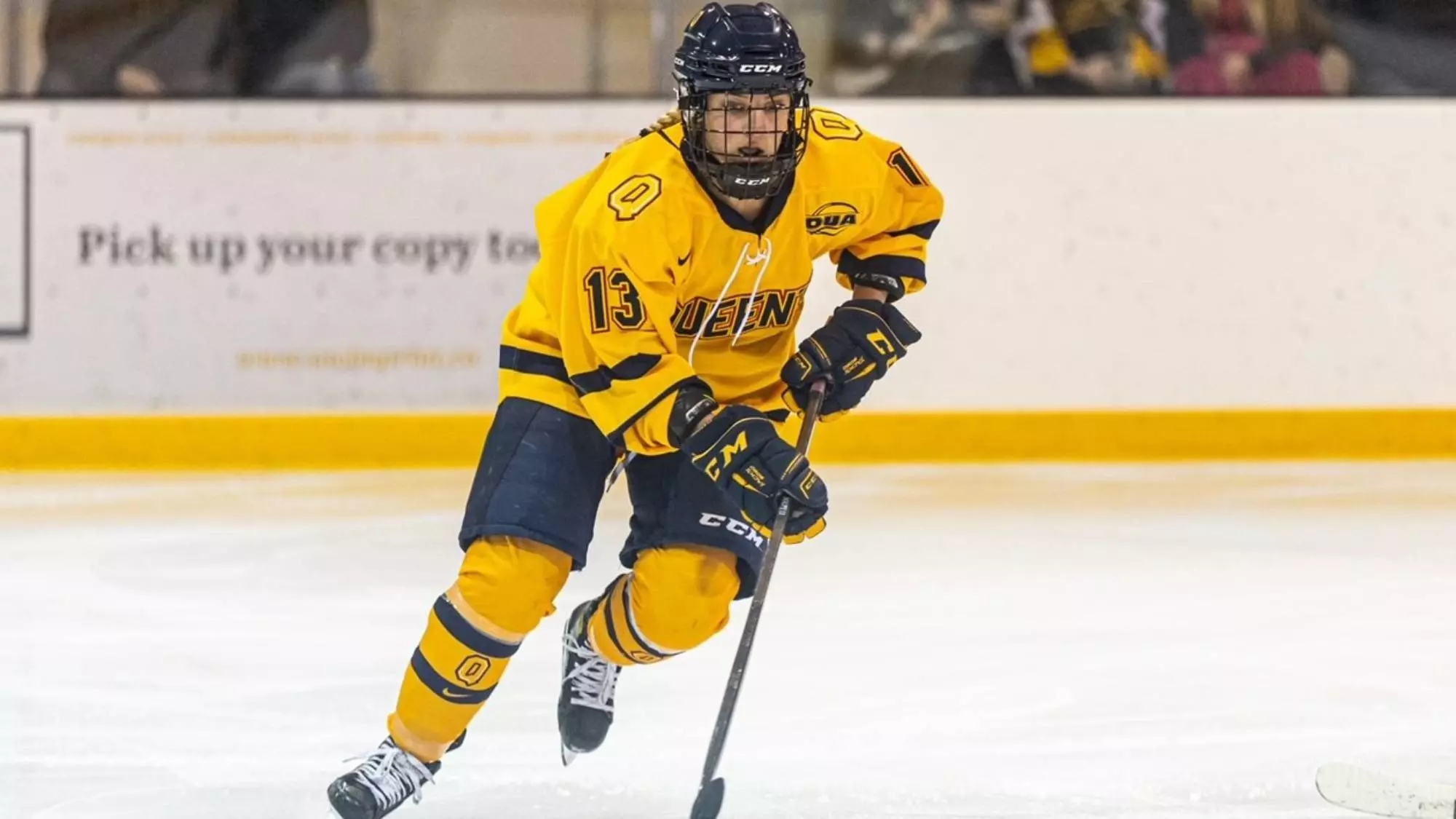 Sarah Campbell carries the puck up the ice