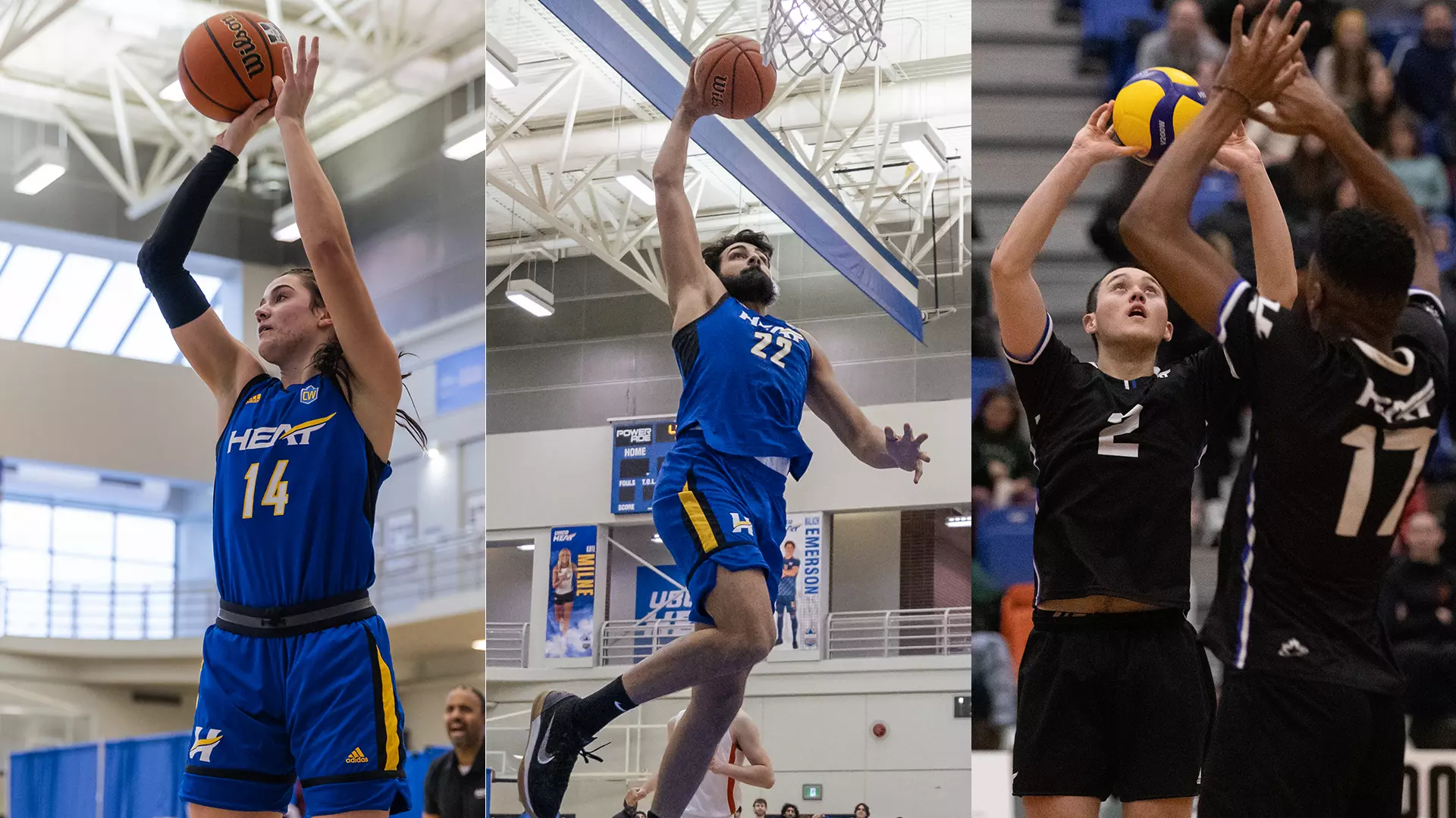 (From left to right) Women's basketball, men's basketball and men's volleyball are all in action this weekend