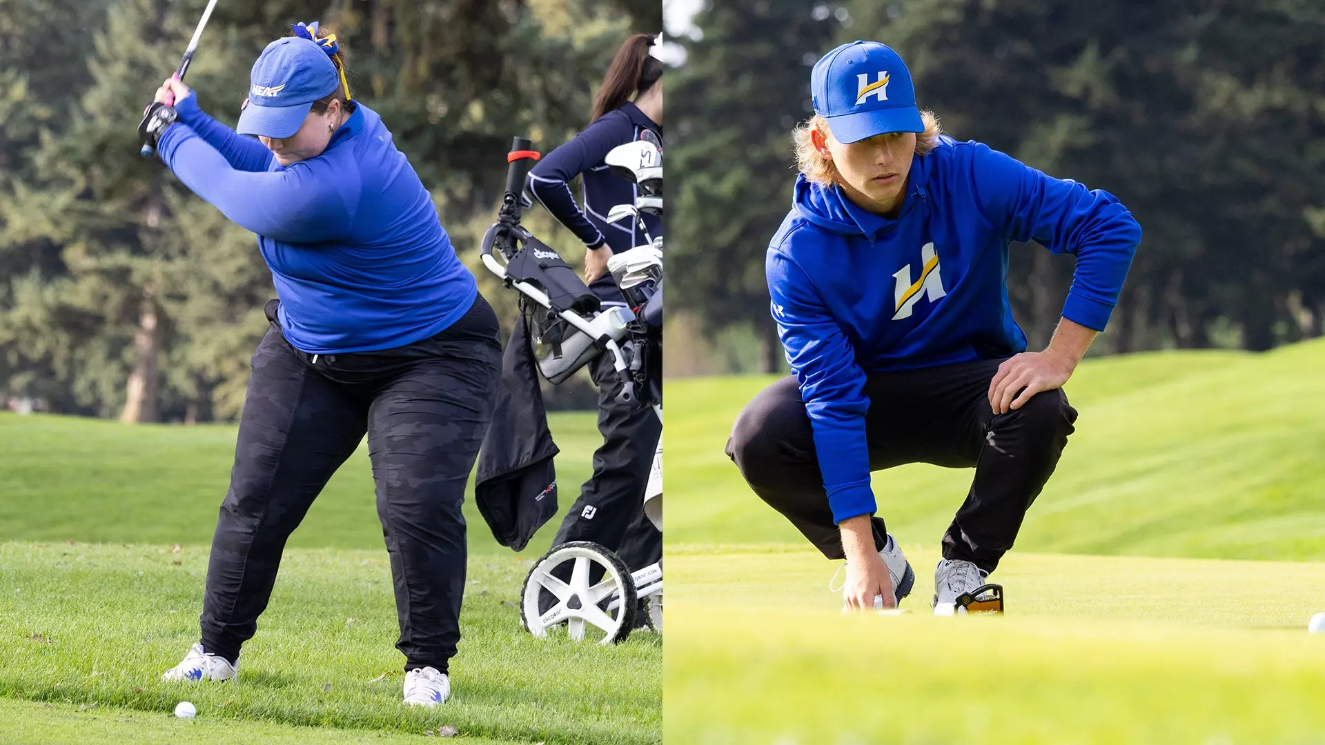 From left to right, women's golf and men's golf will be in action this weekend at the Las Vegas Warrior Invitational, an NCAA Division II event in Nevada.