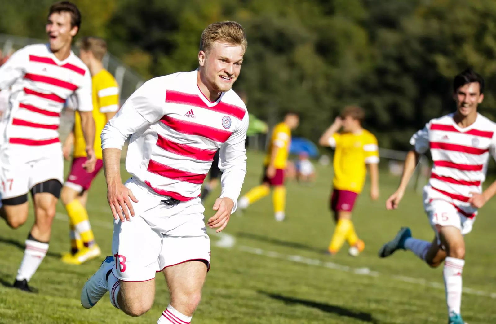Jack Morrison celebrates following his first collegiate goal