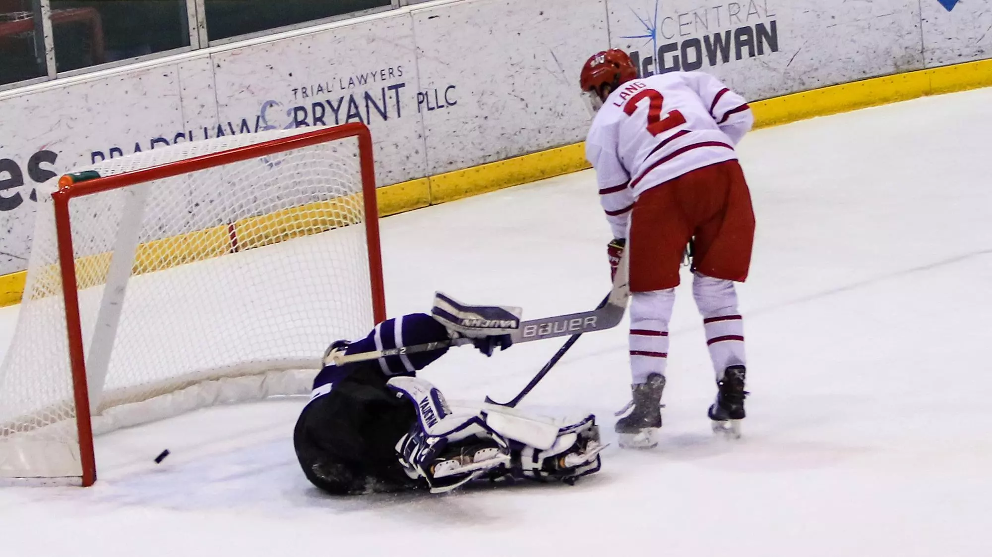 Sean Lang scores a shootout goal against St. Thomas