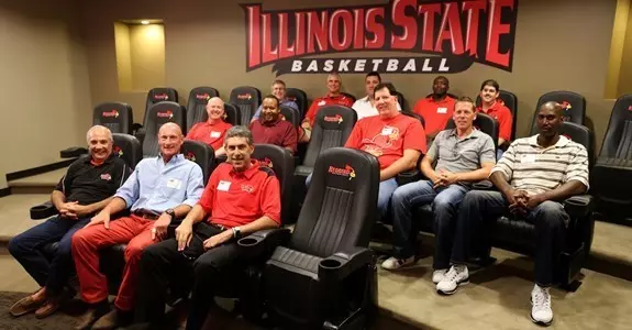 Members of the 1989-90 basketball team -see story for names.