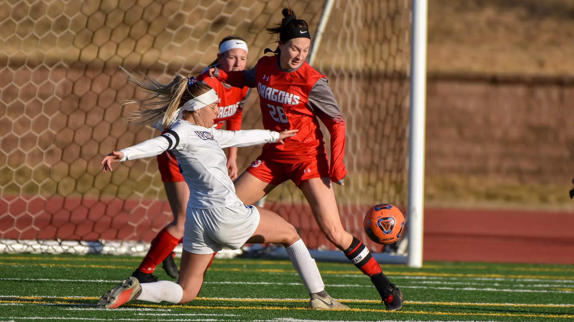 Hannah Richter reaches for the ball against the Dragons