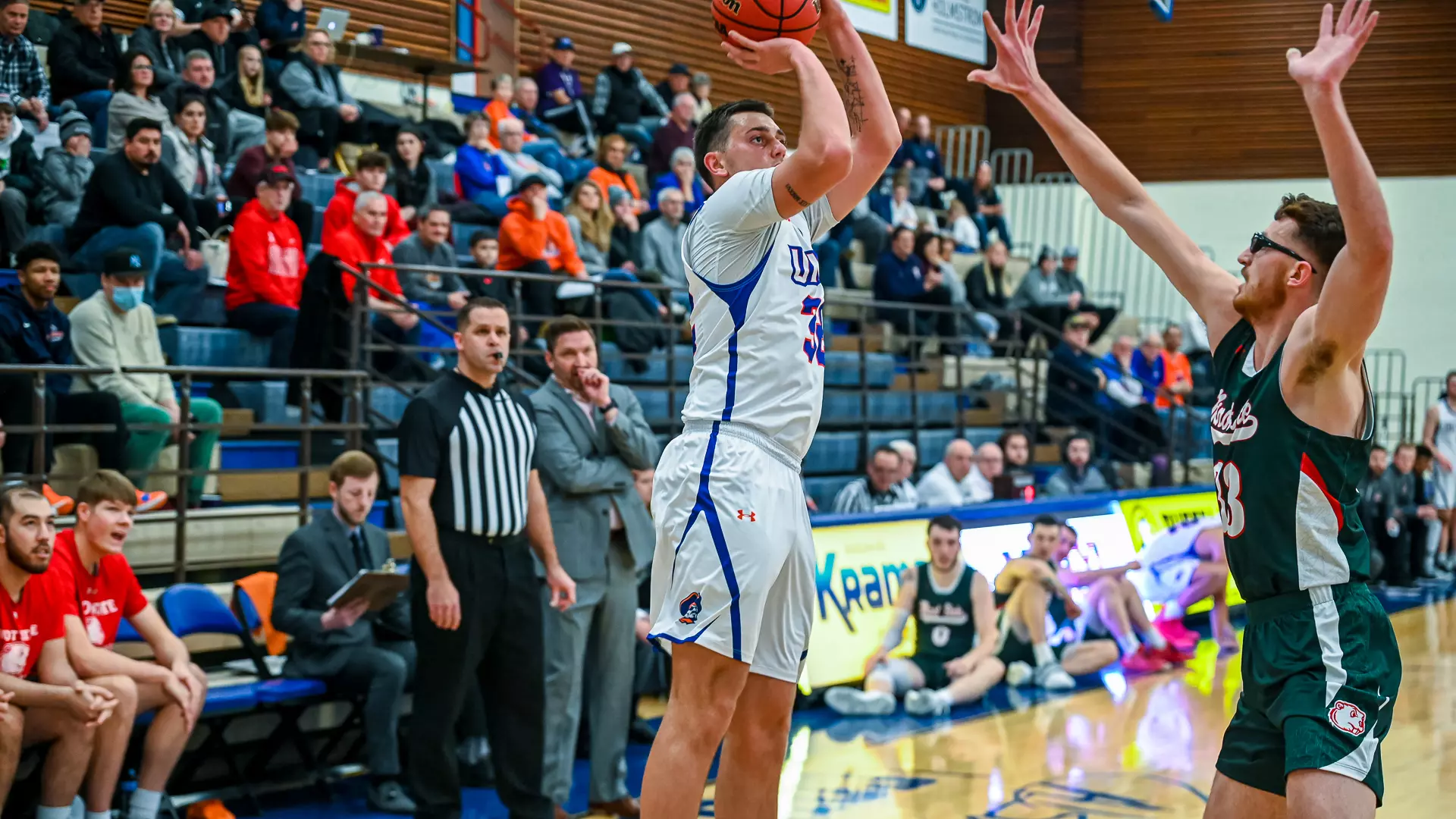 Gertautas Unbonavicius takes the outside shot against Minot State