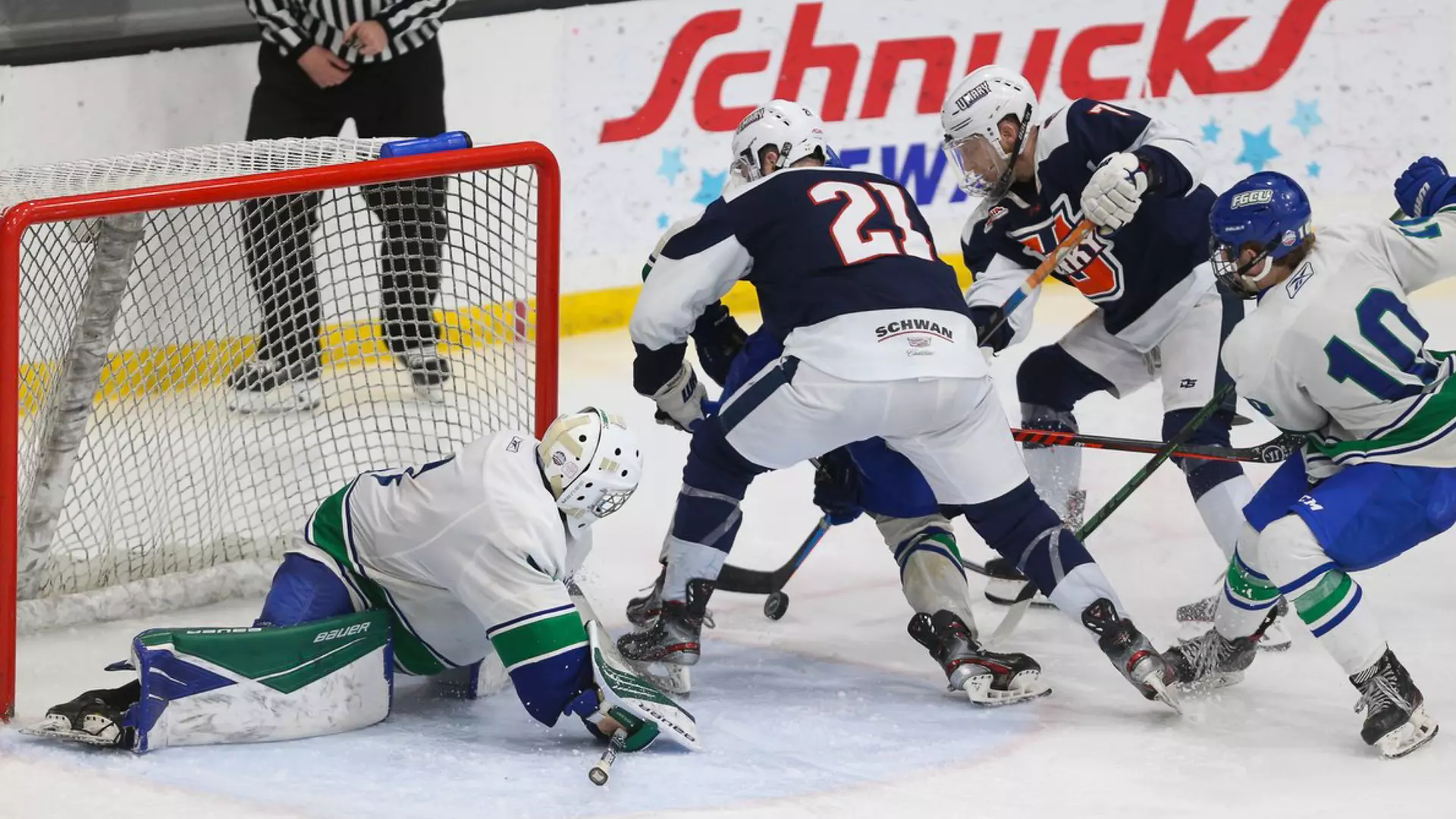 Seth Cushing locating puck in triple overtime win