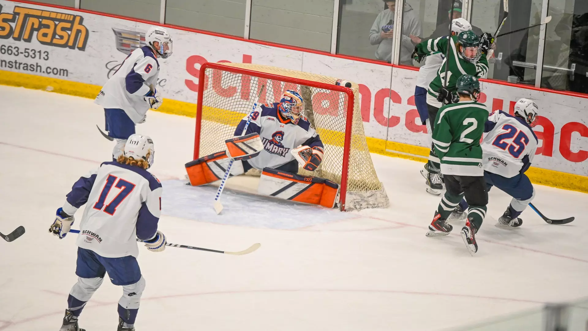 Kyle Hayden defends the Marauders net