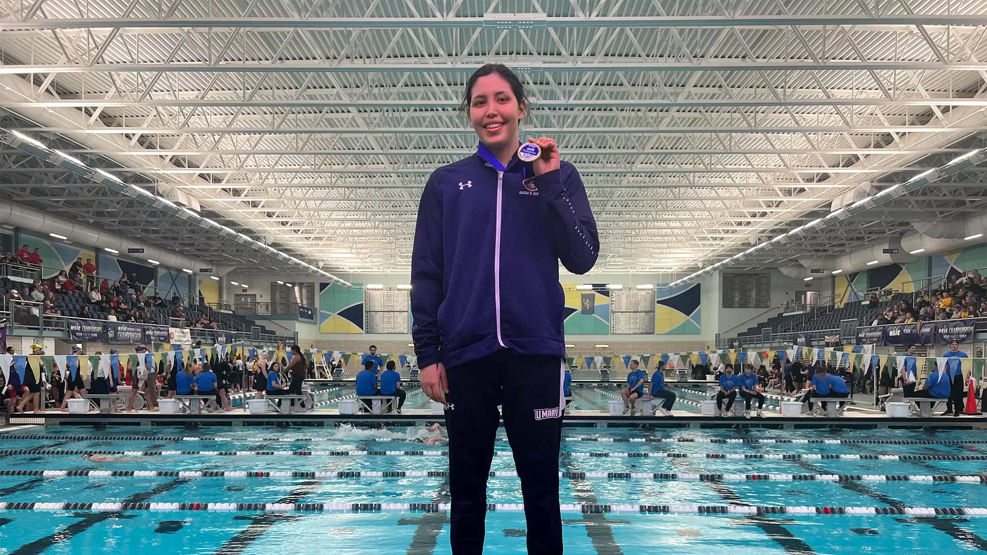 Victoria Murillo with the 1000 free gold medal - 2023 NSIC Championship 