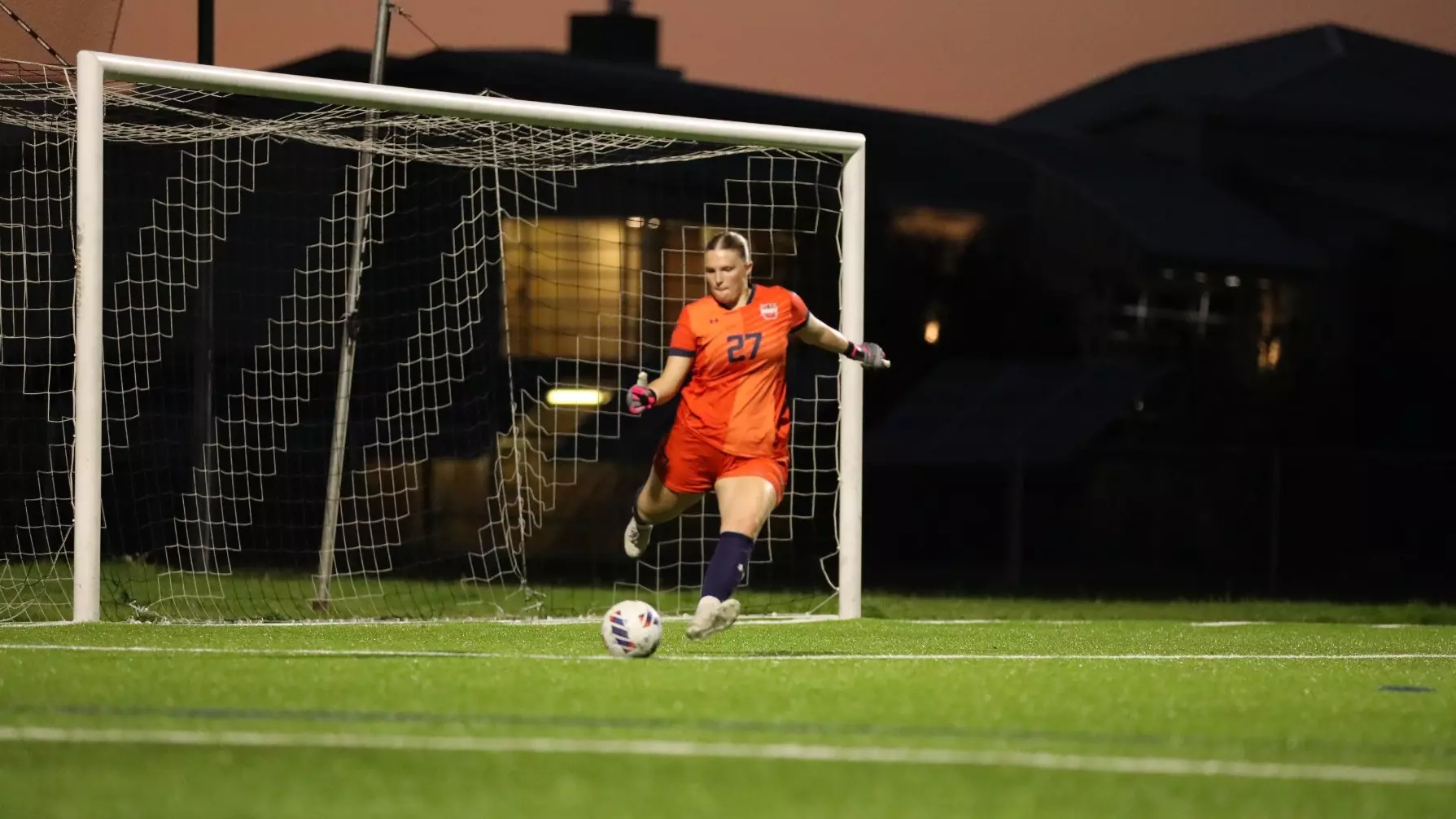 Molly Fischer takes a goal kick at Billings