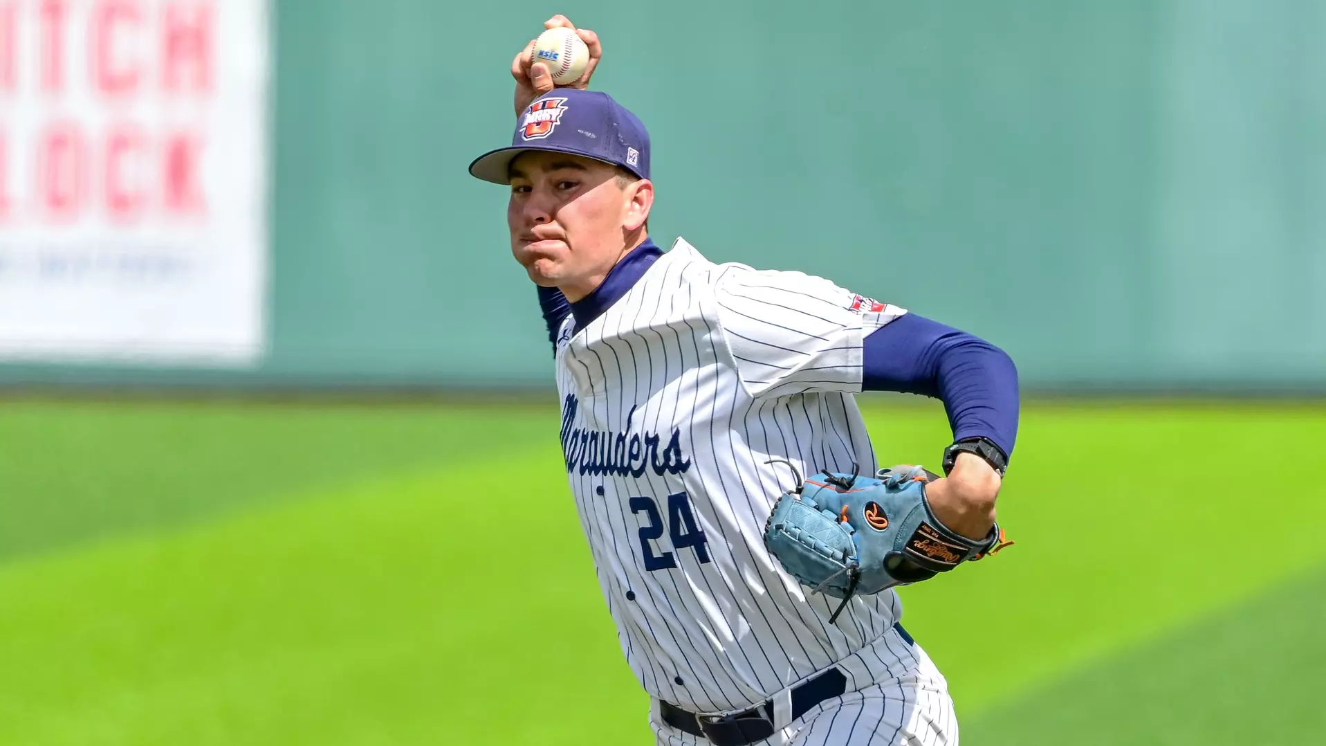 Lucas Burgum looks to deliver ball