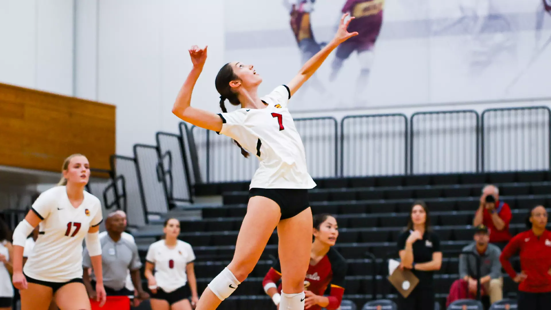 Brylie Peters jumping to attack the ball