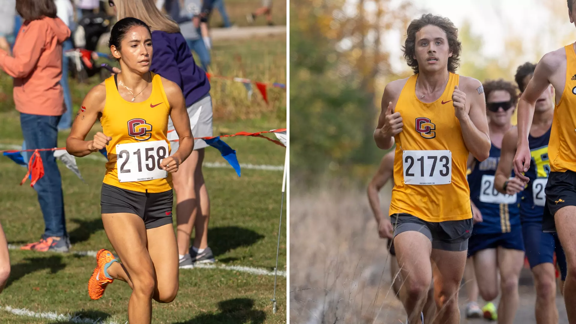 Samantha Soto running on left, Greydan Villano running on right