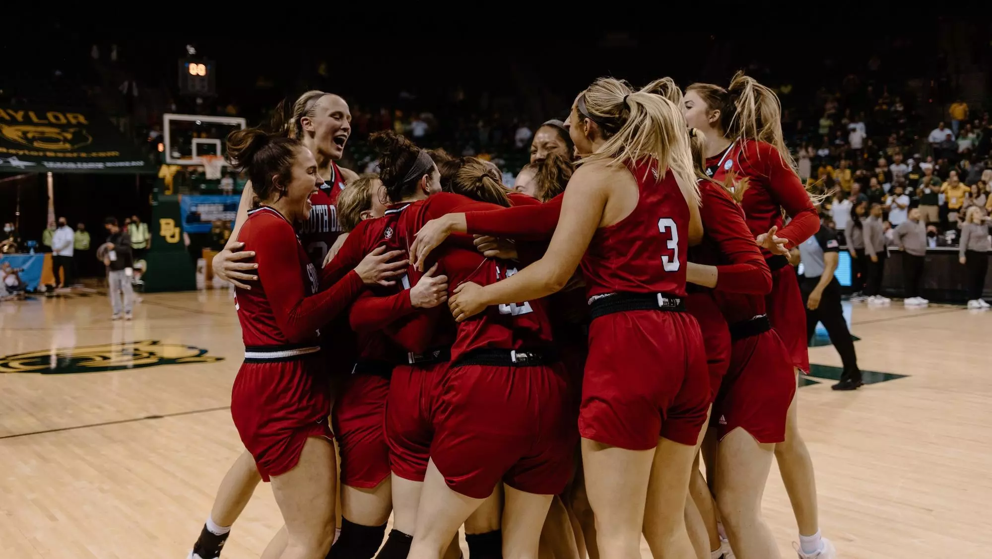 South Dakota women's basketball celebration