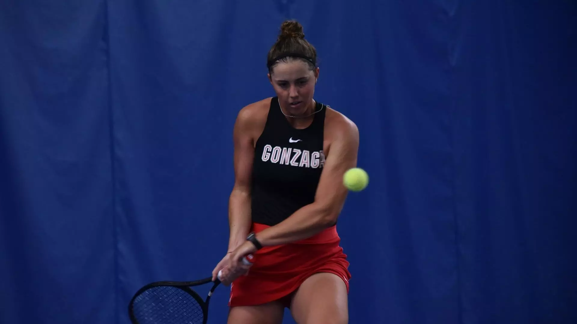 Taylor Gruber hits a backhand
