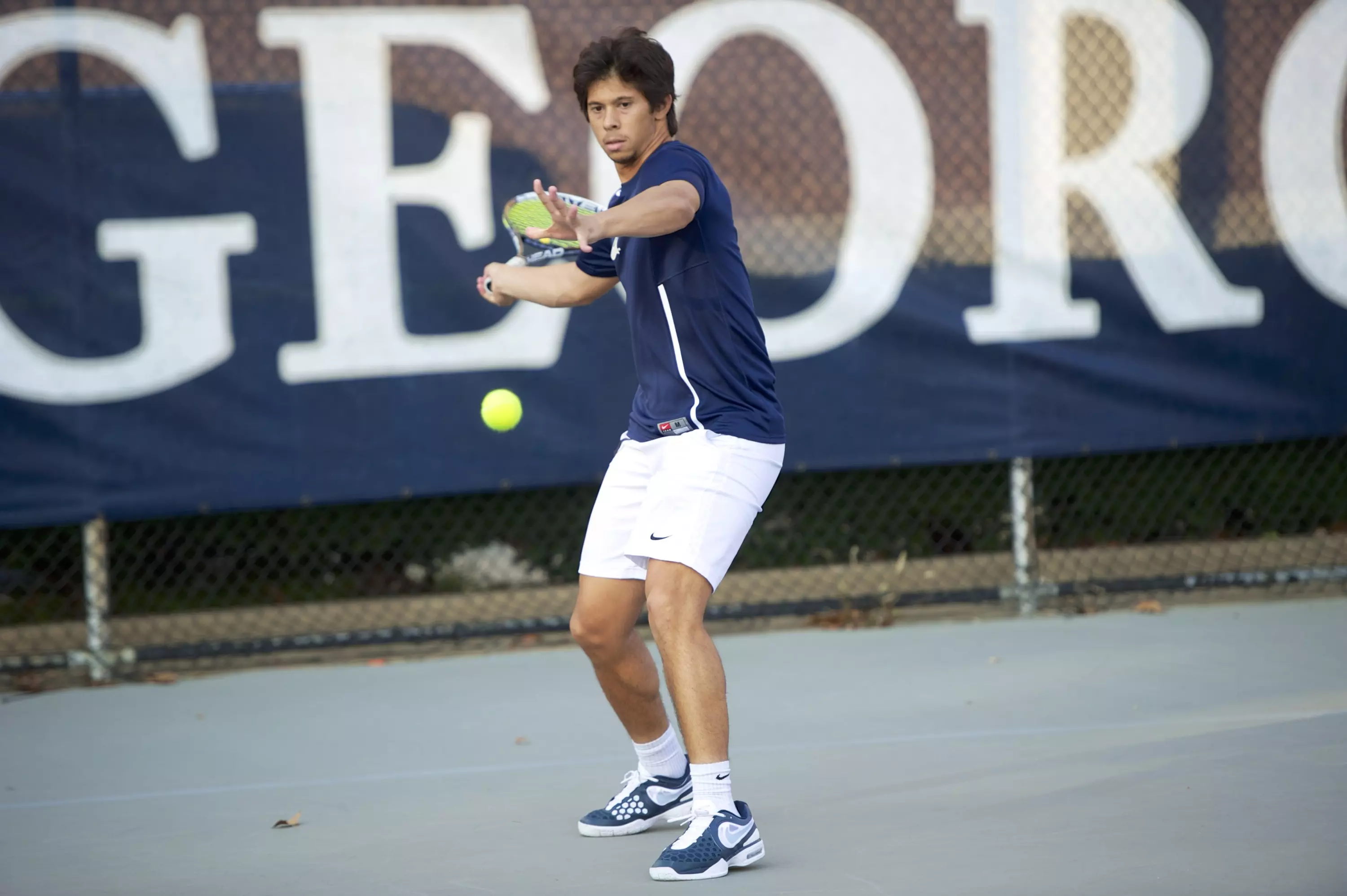 <b> Andrew Dottino paired with Shane Korber to pick up a win at No. 2 doubles versus Morgan State.</b>